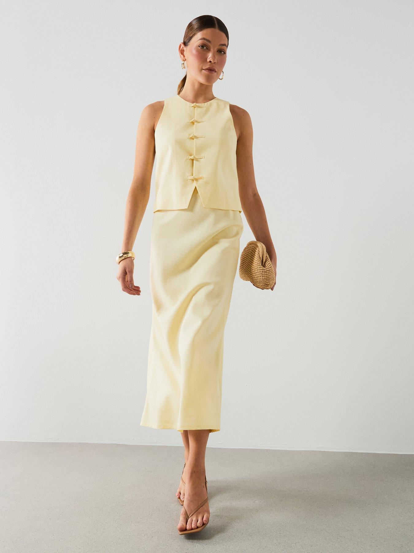 Image 4 of 6 of Mango Linen-blend Co-ord Straight Skirt - Vanilla