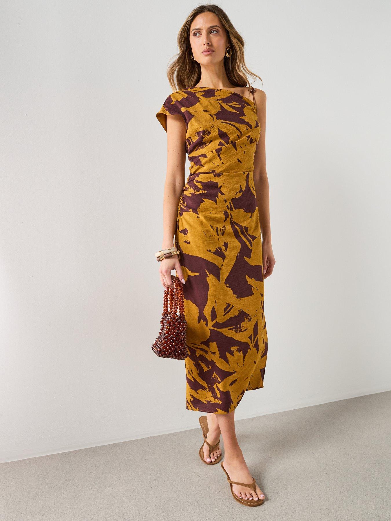 Mango Printed Asymmetrical Dress, Purple, Size S, Women