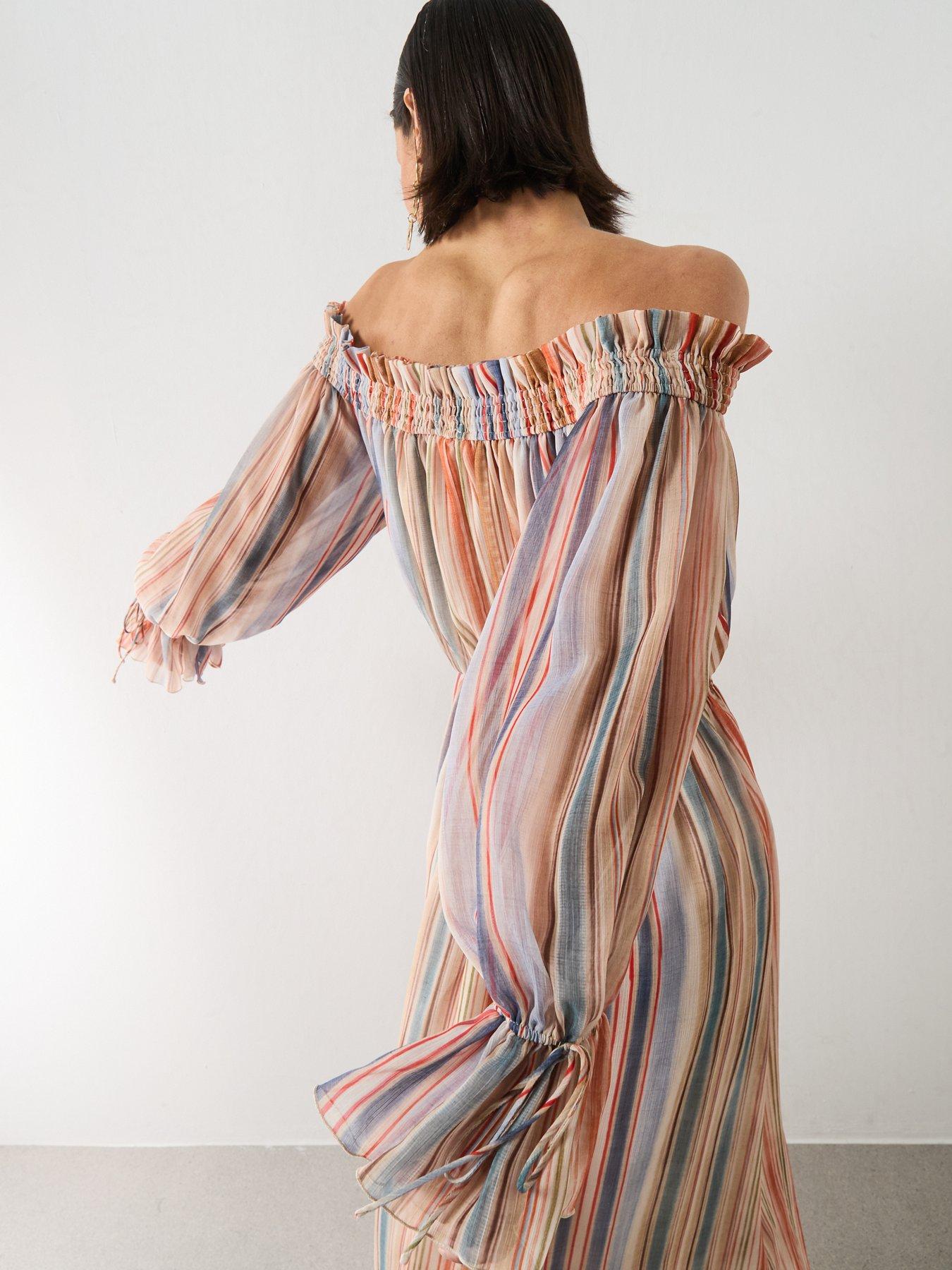 Image 5 of 6 of Mango Striped Strapless Dress - Multi