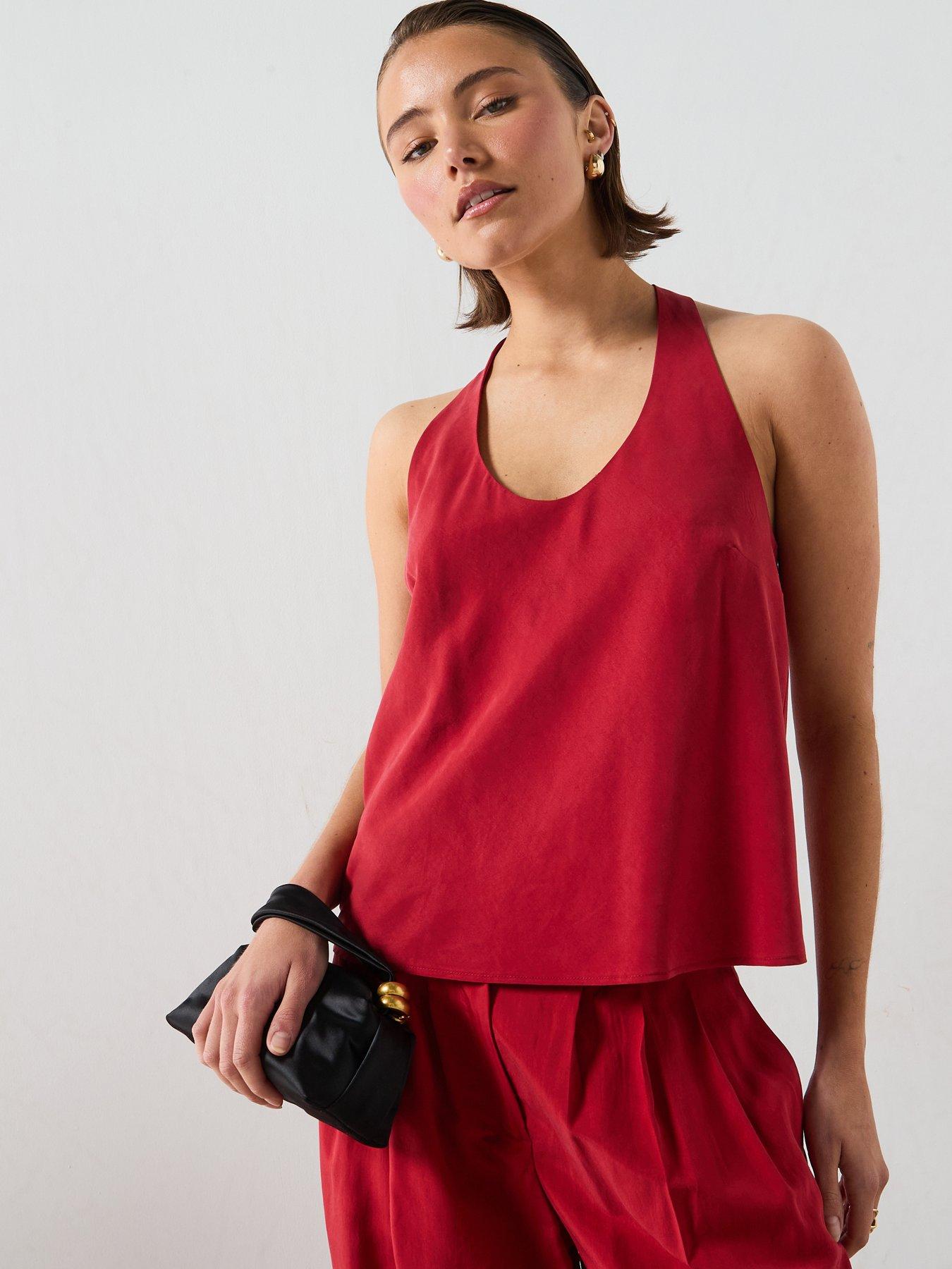 Mango Lyocell Co-ord Strap Top - Red