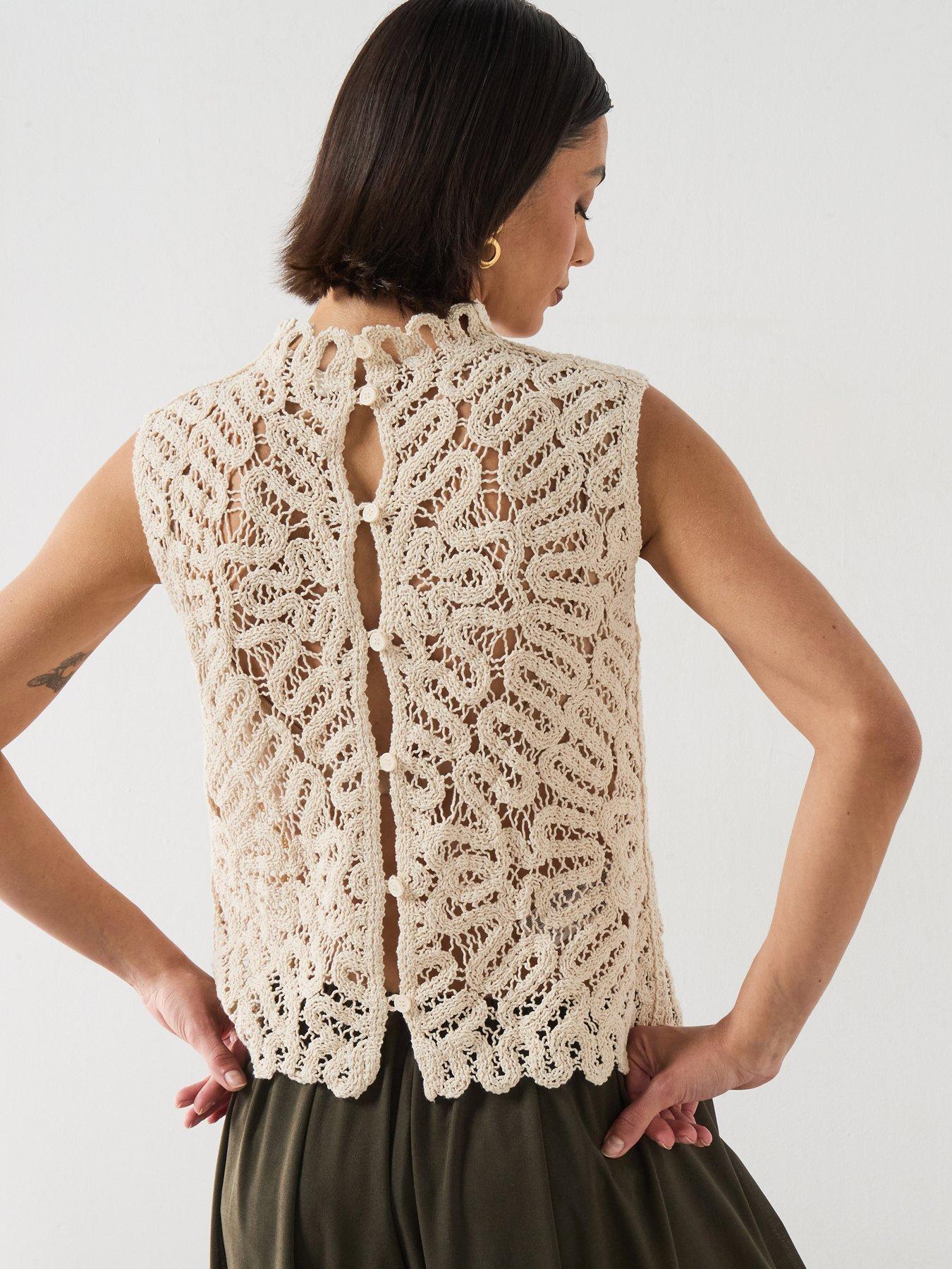 Mango Openwork Knit Top - Sand