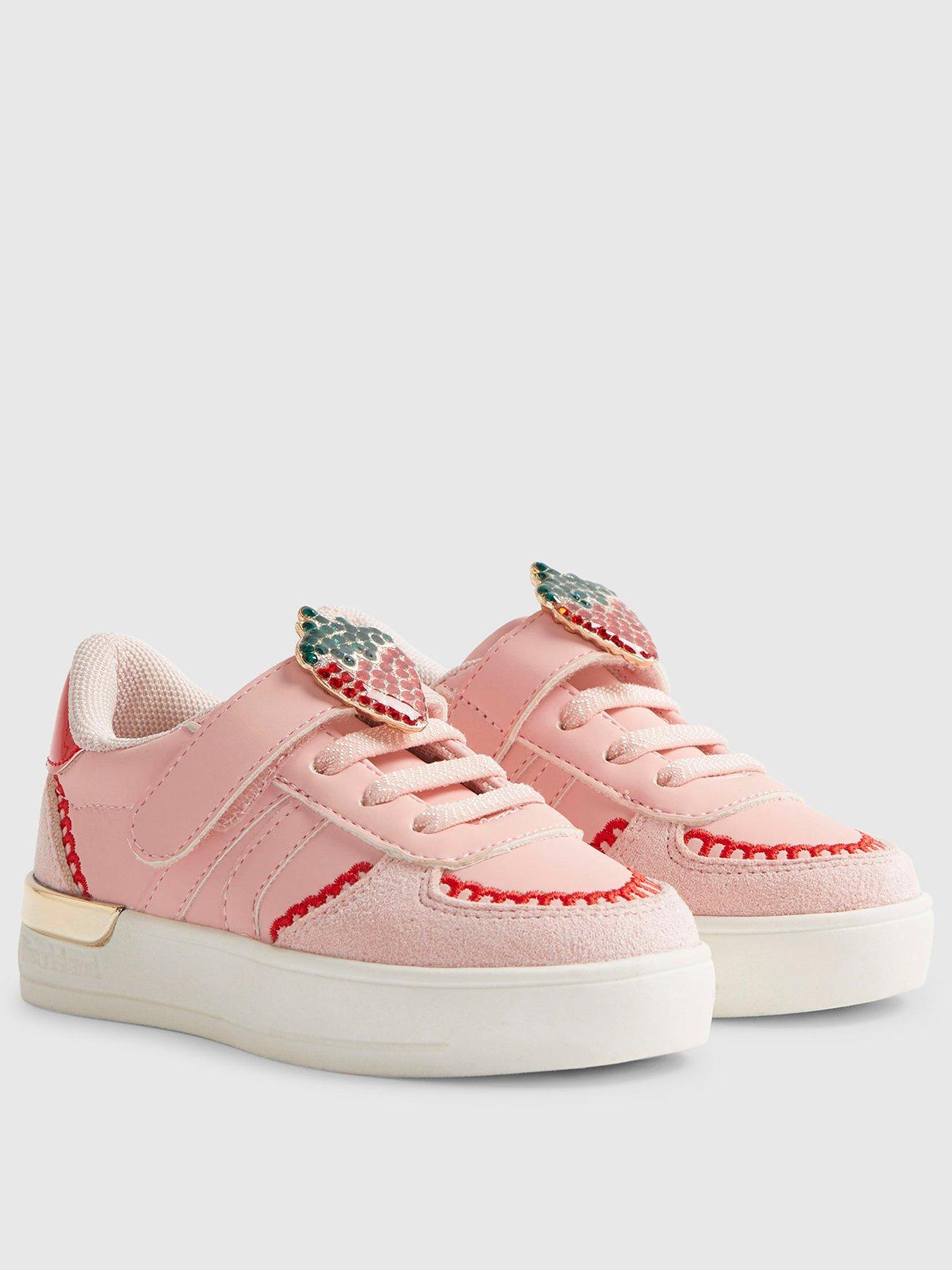 Image 2 of 5 of River Island Mini Girls Strawberry Strap Trainers - Pink