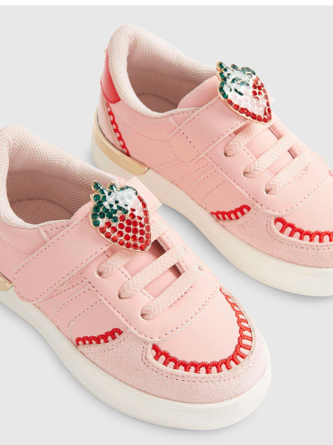 Image 4 of 5 of River Island Mini Girls Strawberry Strap Trainers - Pink