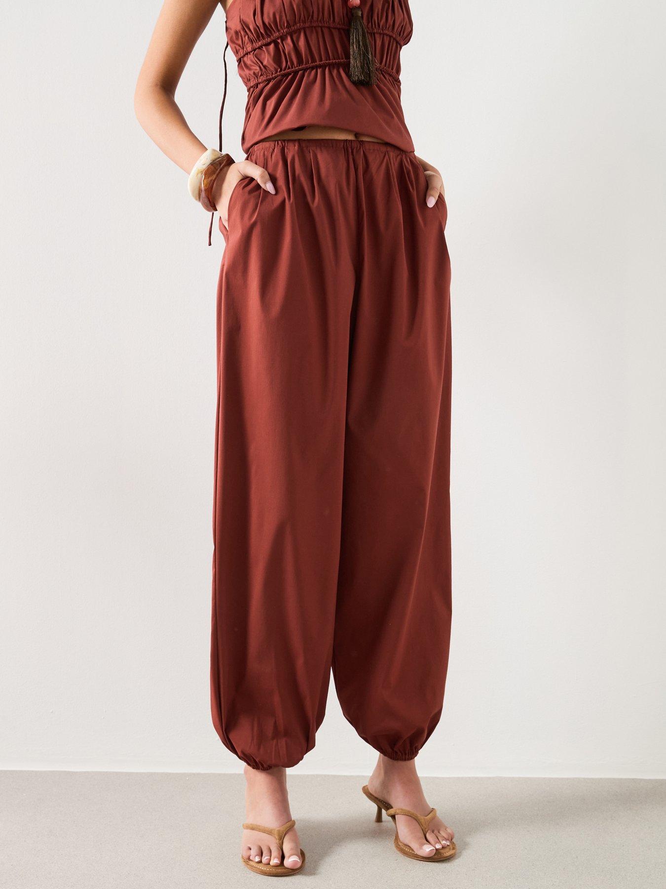Mango Balloon-Style Trousers With Elasticated Waist - Brown