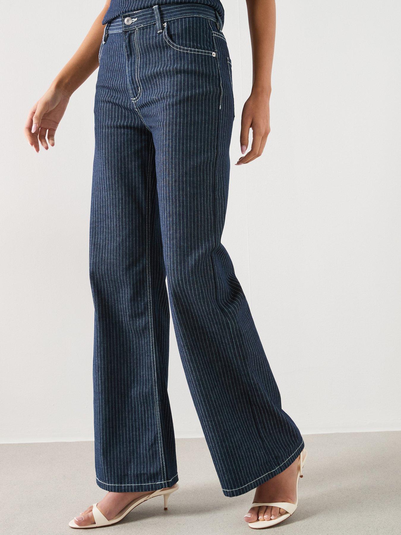 Mango Straight Co-ord Striped Jeans - Blue