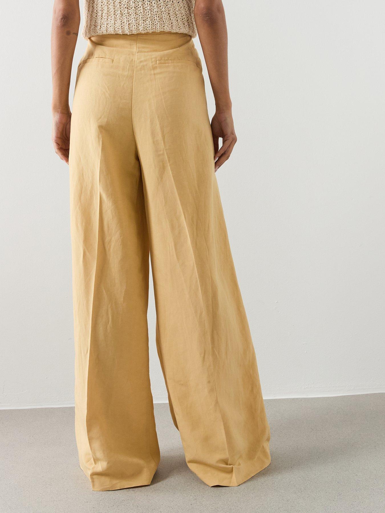 Mango Straight Mid-Rise Trousers - Yellow | Very