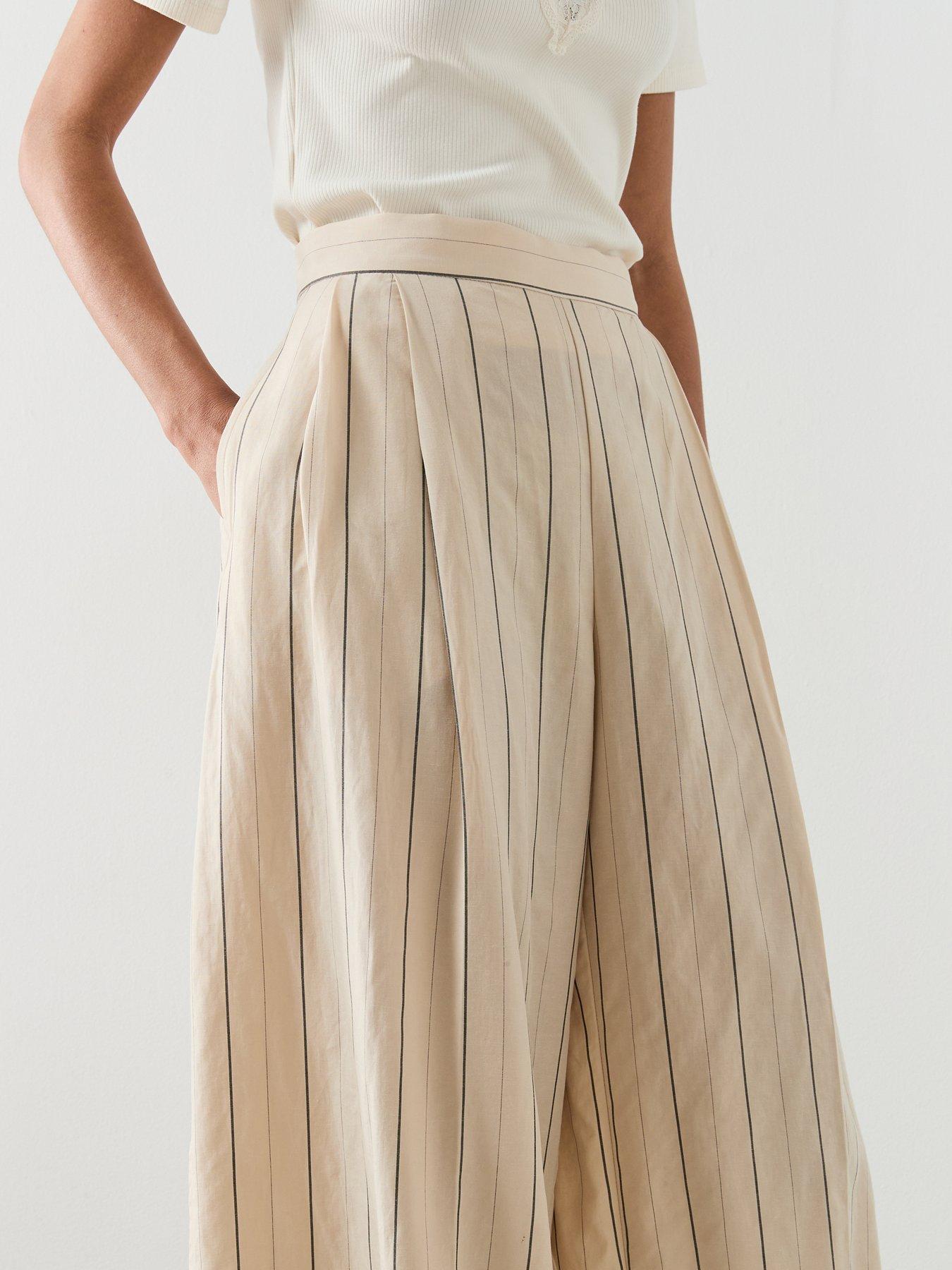 Image 4 of 6 of Mango Striped Lyocell Balloon Pants - Cream