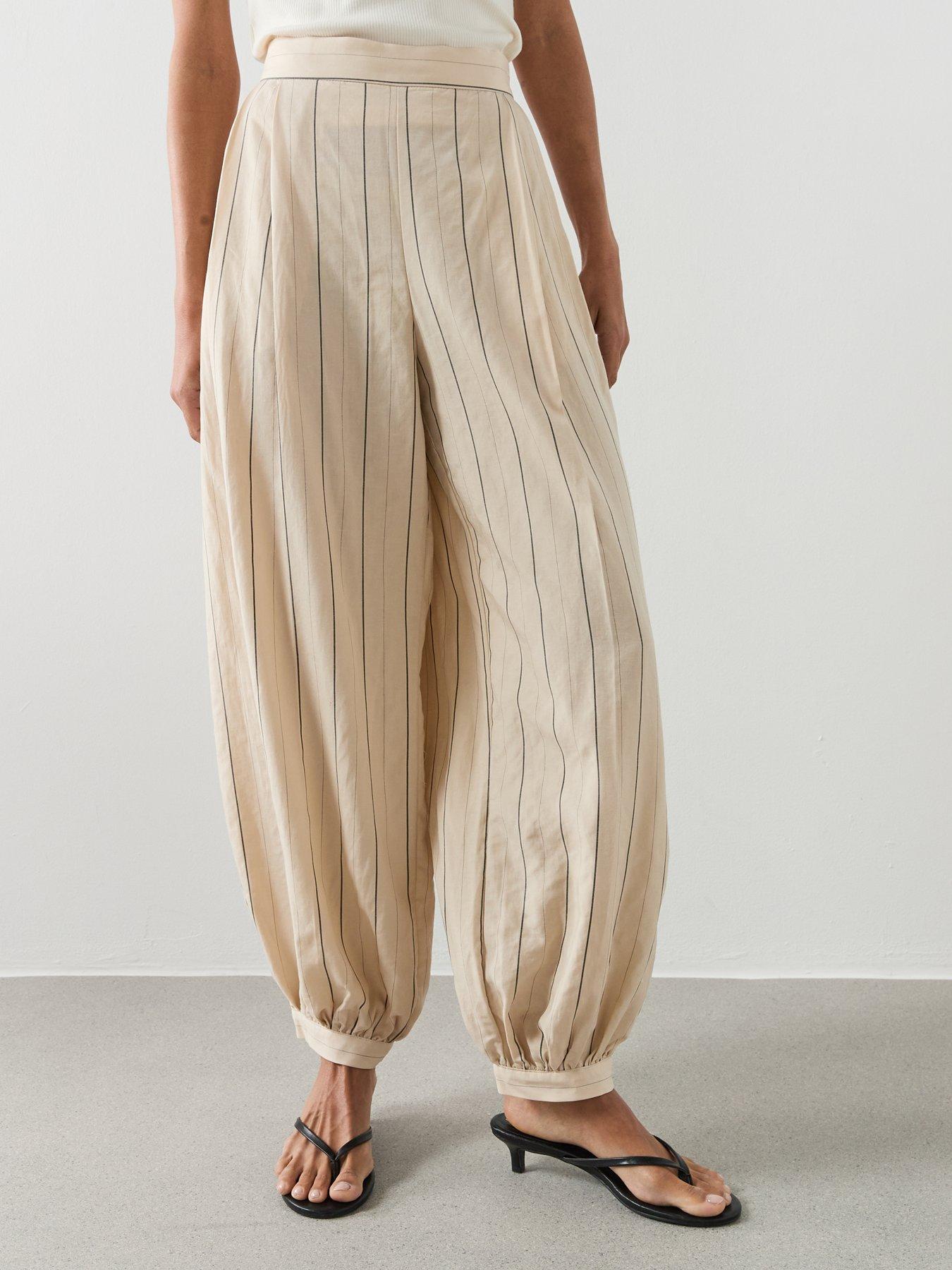 Image 5 of 6 of Mango Striped Lyocell Balloon Pants - Cream