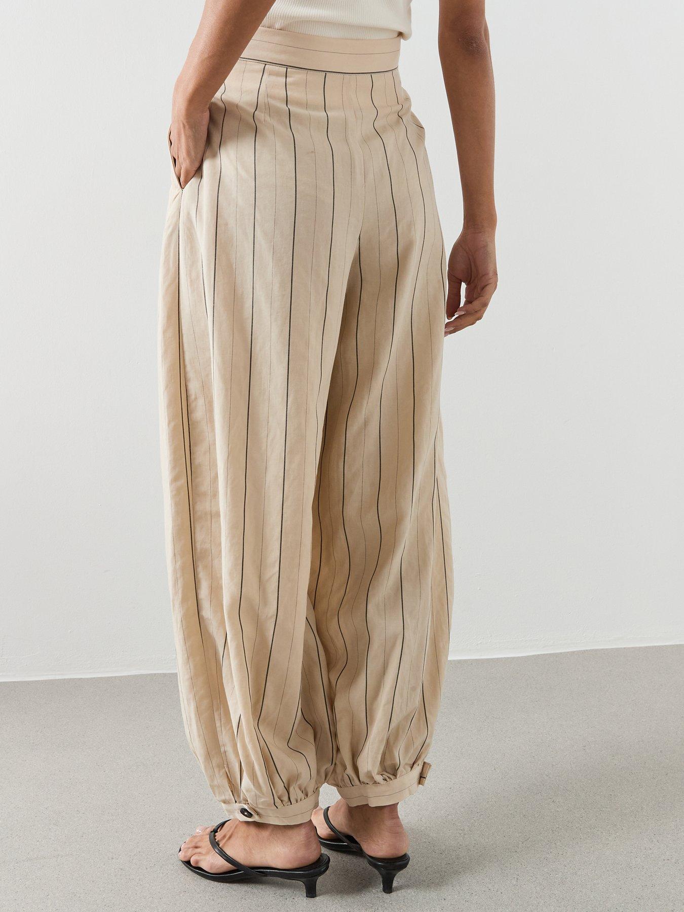 Image 6 of 6 of Mango Striped Lyocell Balloon Pants - Cream