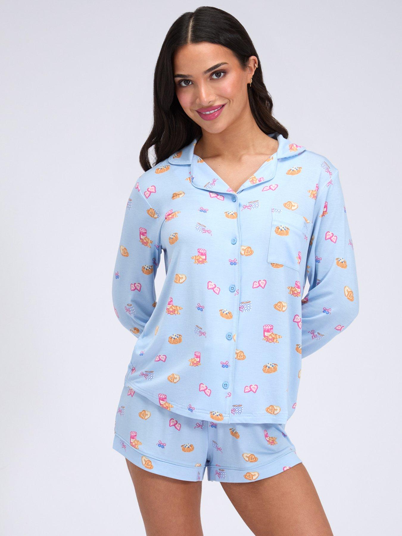 Boux Avenue Breakfast Modal Short Pyjama Set - Blue