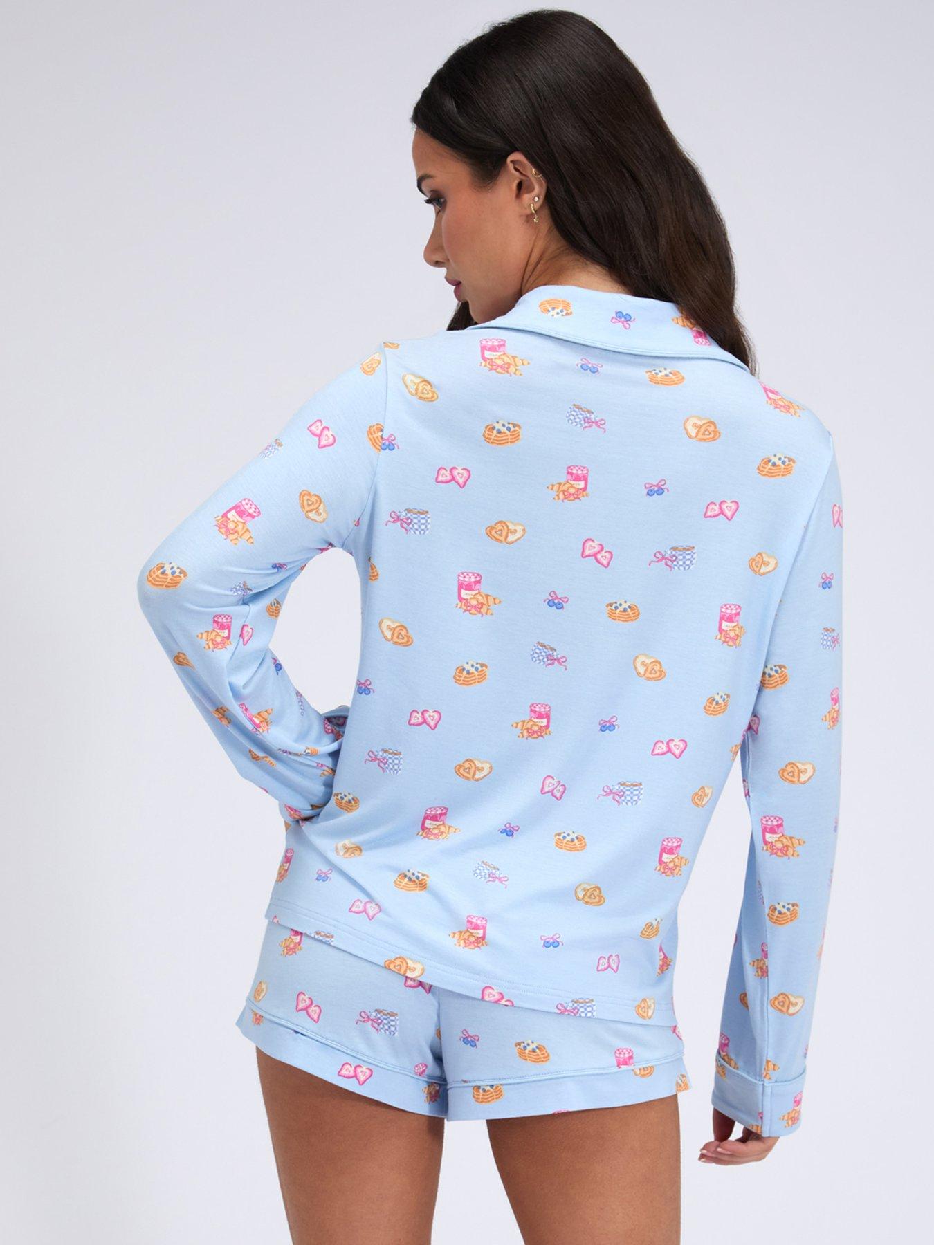 Image 2 of 6 of Boux Avenue Breakfast Modal Short Pyjama Set - Blue