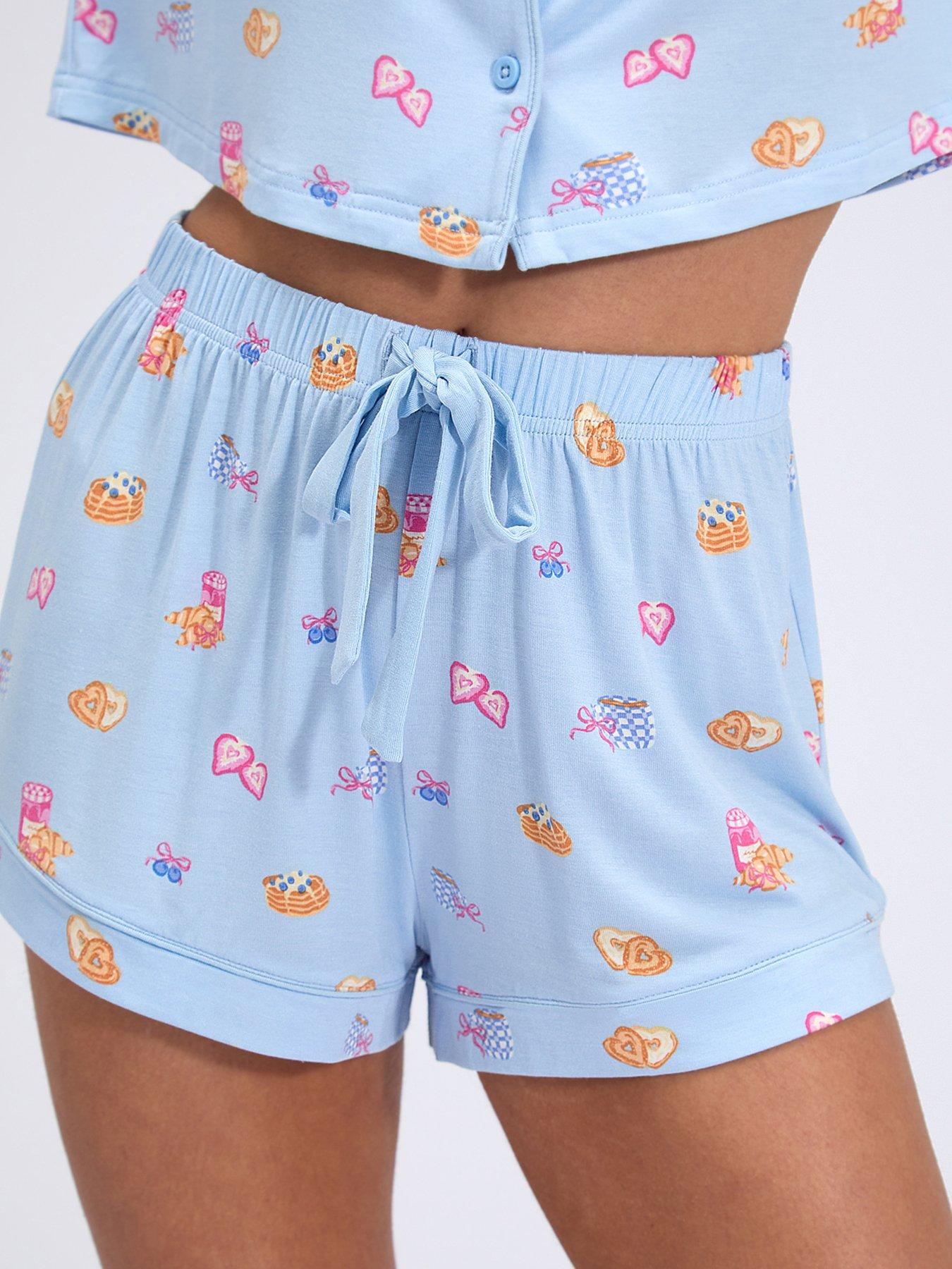 Image 4 of 6 of Boux Avenue Breakfast Modal Short Pyjama Set - Blue