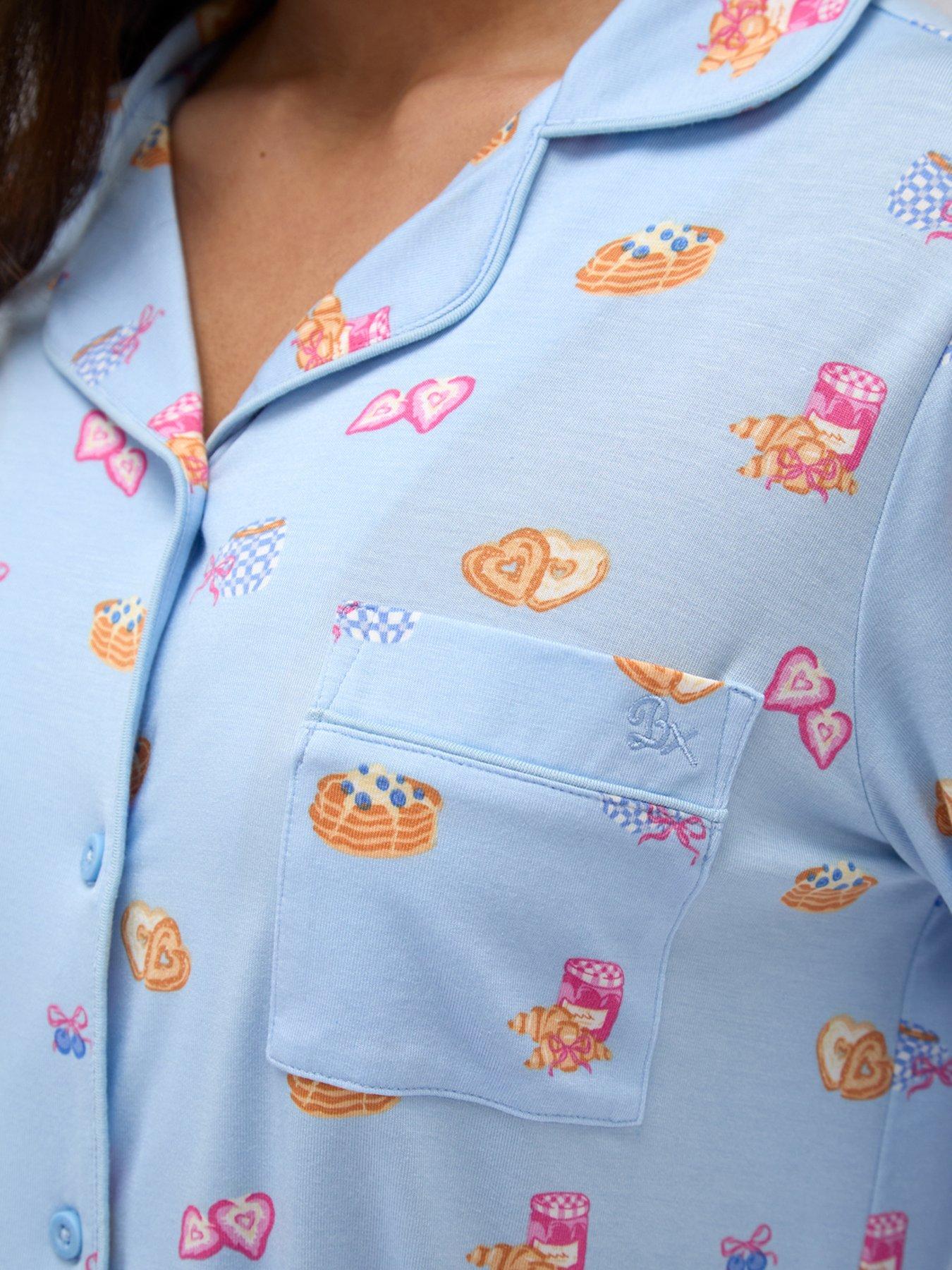 Image 6 of 6 of Boux Avenue Breakfast Modal Short Pyjama Set - Blue