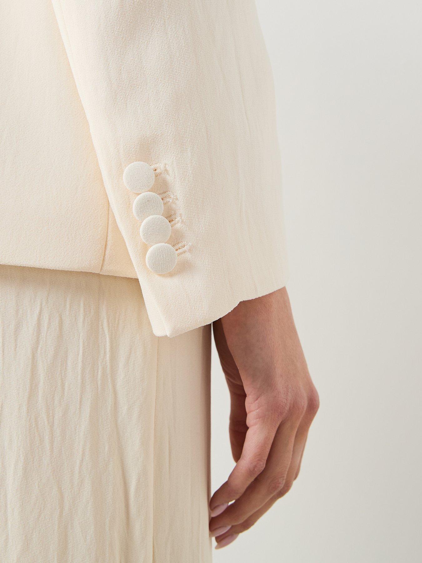 Image 5 of 6 of Mango Suit Blazer Co-ord Without Lapels - Cream