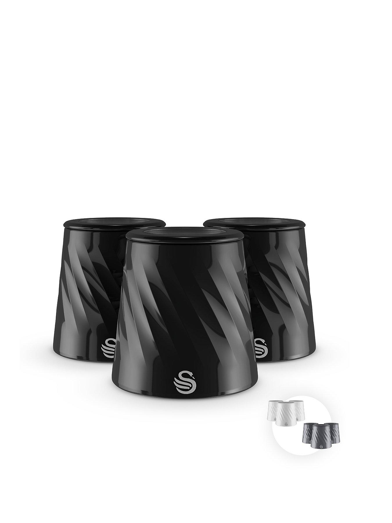 Image 1 of 6 of Swan Windsor Set of 3 Canisters, Viewing Lid, 1.3L, Black
