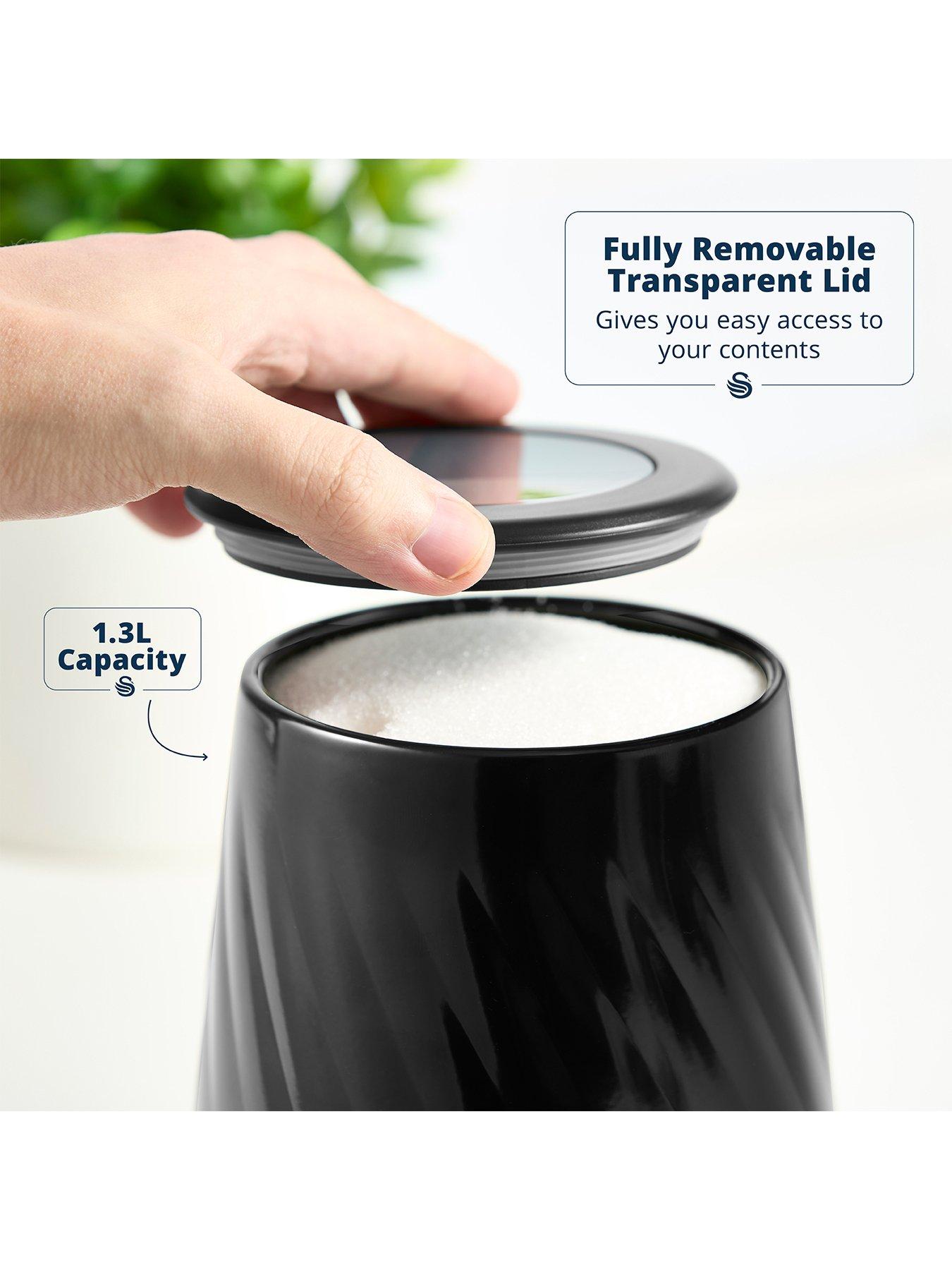 Image 2 of 6 of Swan Windsor Set of 3 Canisters, Viewing Lid, 1.3L, Black