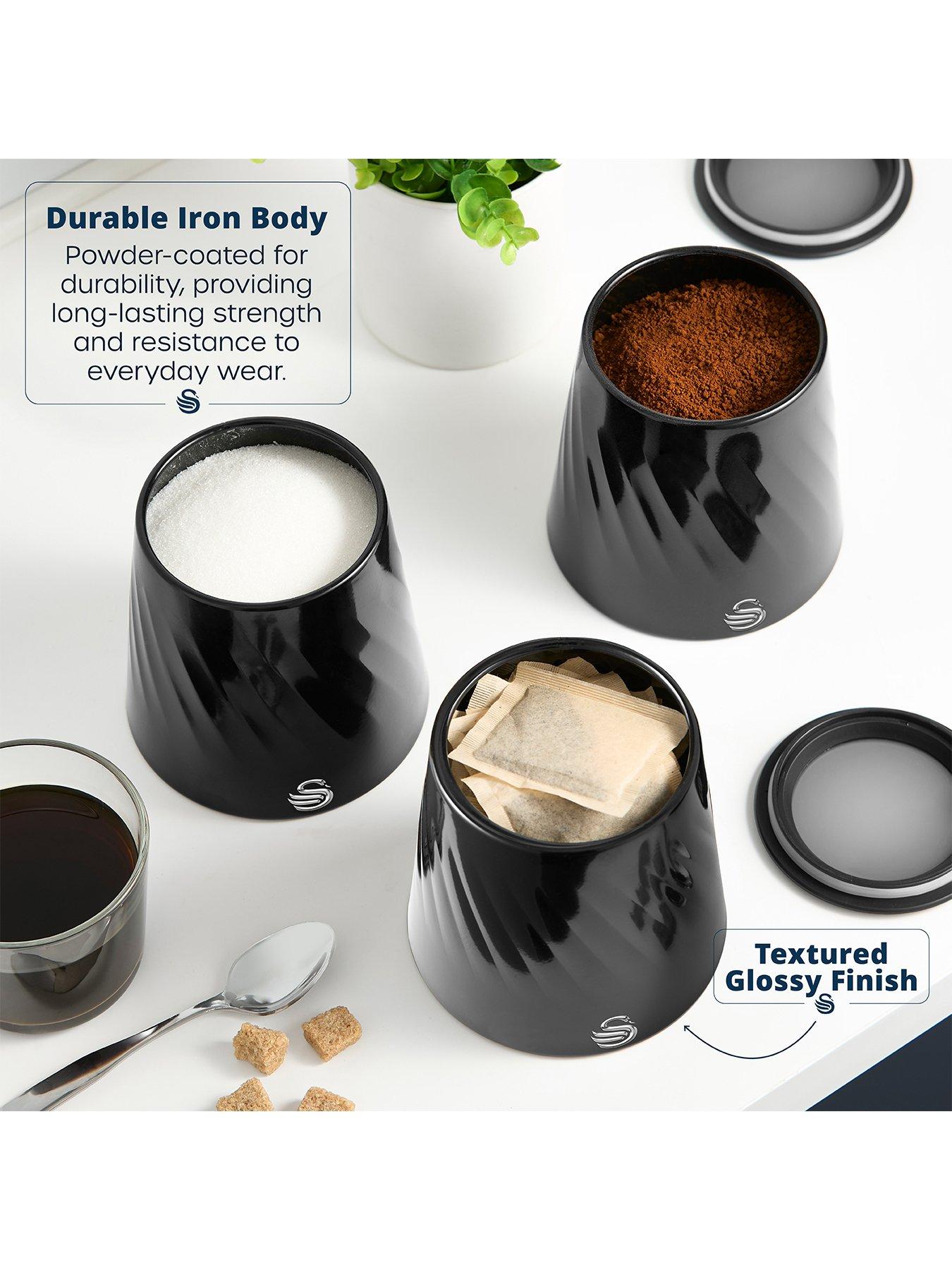 Image 3 of 6 of Swan Windsor Set of 3 Canisters, Viewing Lid, 1.3L, Black