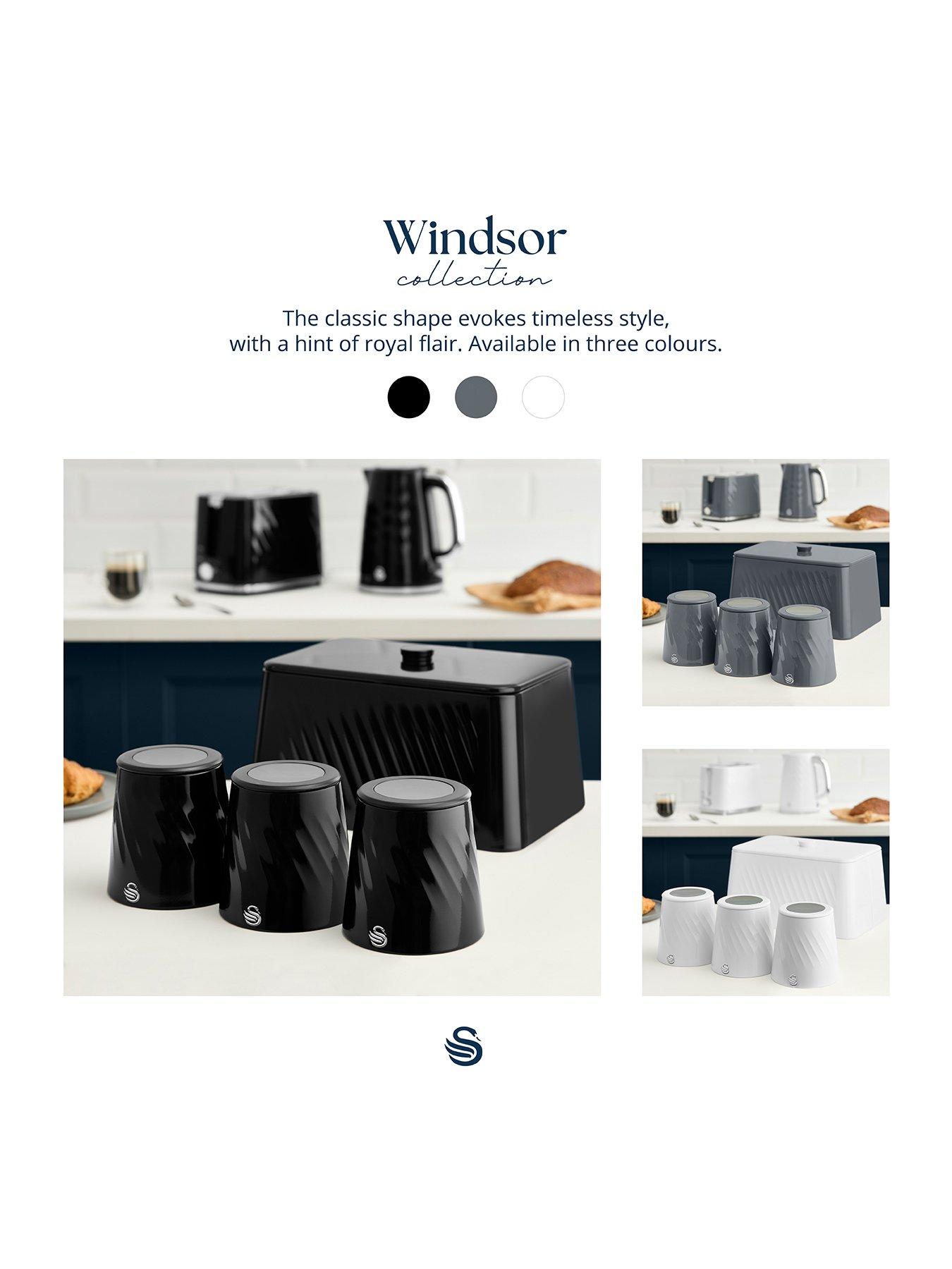 Image 4 of 6 of Swan Windsor Set of 3 Canisters, Viewing Lid, 1.3L, Black