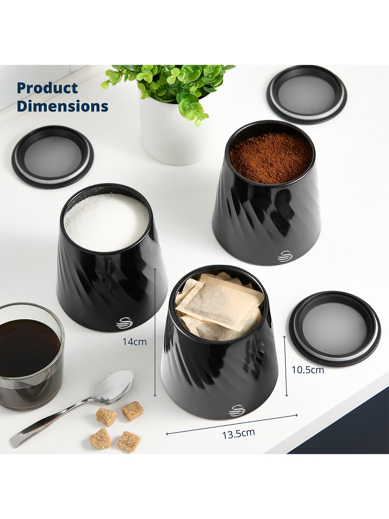 Image 5 of 6 of Swan Windsor Set of 3 Canisters, Viewing Lid, 1.3L, Black