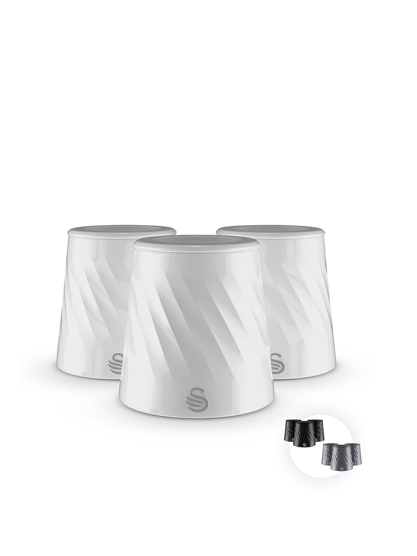Swan Set of 3 Canisters - White