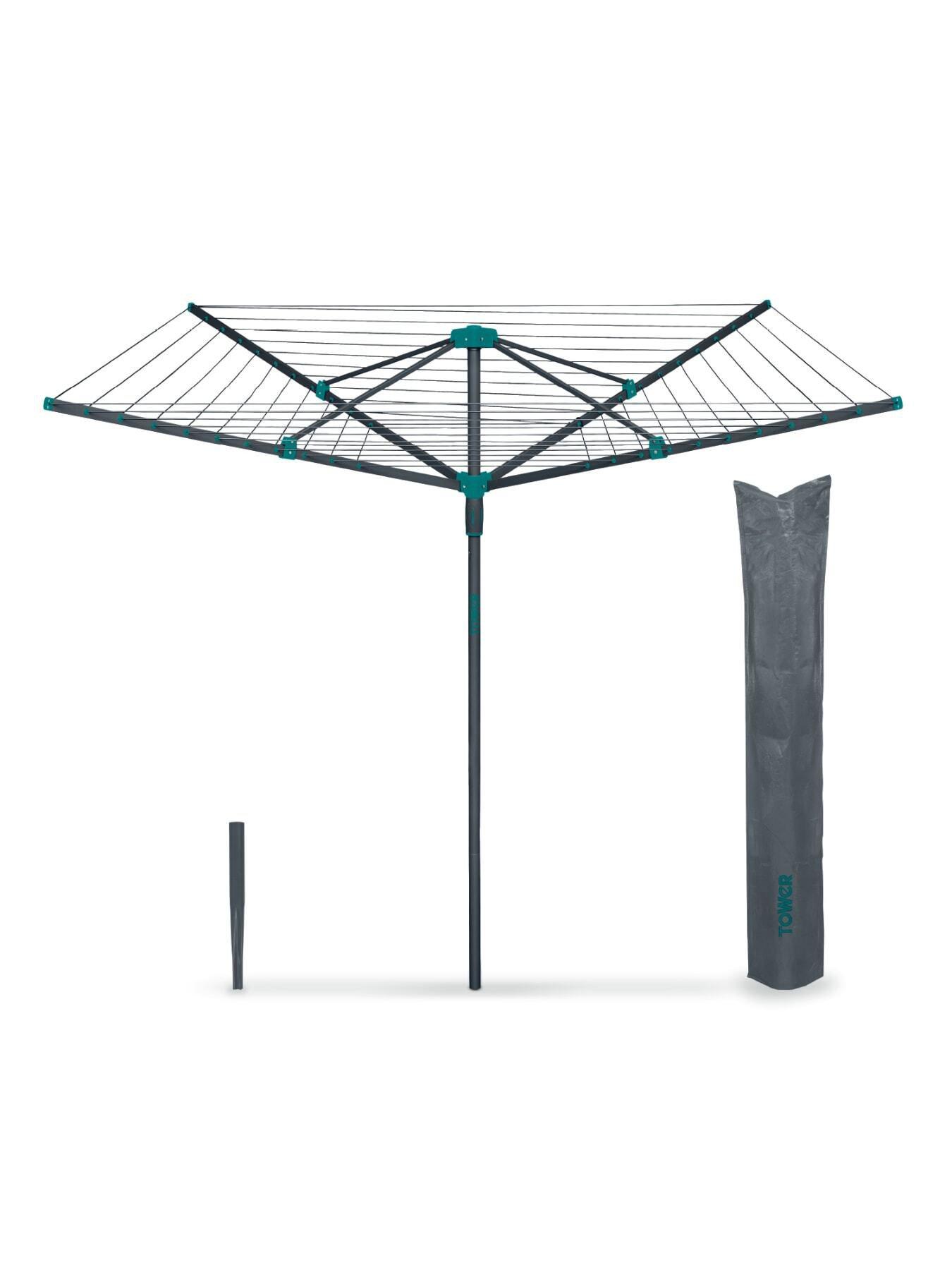 Tower 40M 4-Arm Rotary Airer With Cover, Steel, Anthracite & Teal