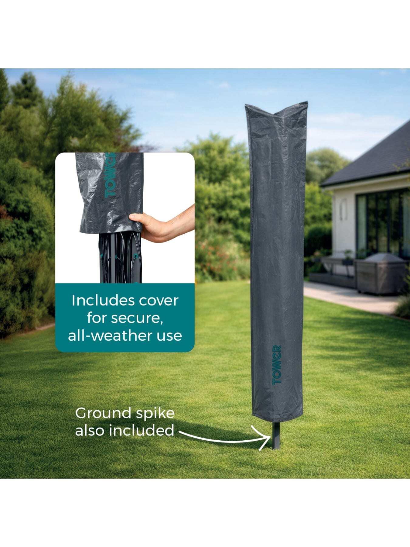 Image 3 of 7 of Tower 40m 4-Arm Rotary Airer with Cover, Steel, Anthracite &amp; Teal