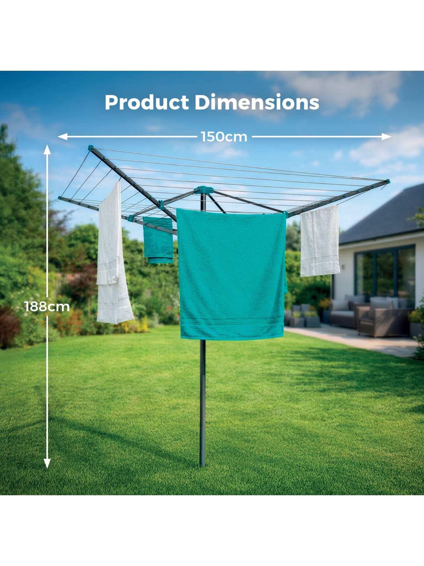 Image 6 of 7 of Tower 40m 4-Arm Rotary Airer with Cover, Steel, Anthracite &amp; Teal