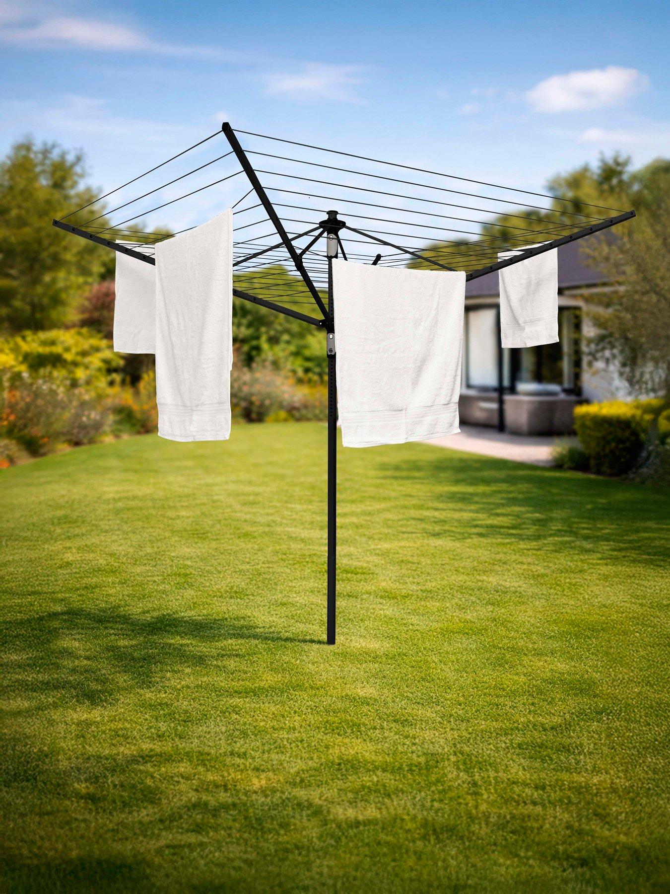 Swan Stealth 60M Rotary Airer With Cover & Peg Bag, Aluminium, Matt Black