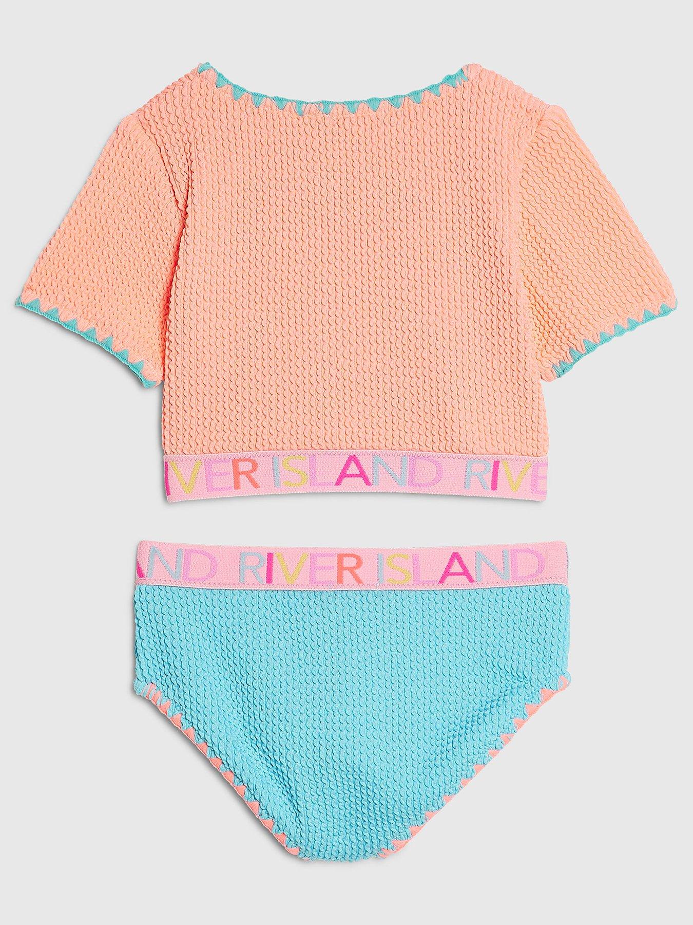 Image 2 of 4 of River Island Mini Girls Shell Elastic Top Bikini - Orange