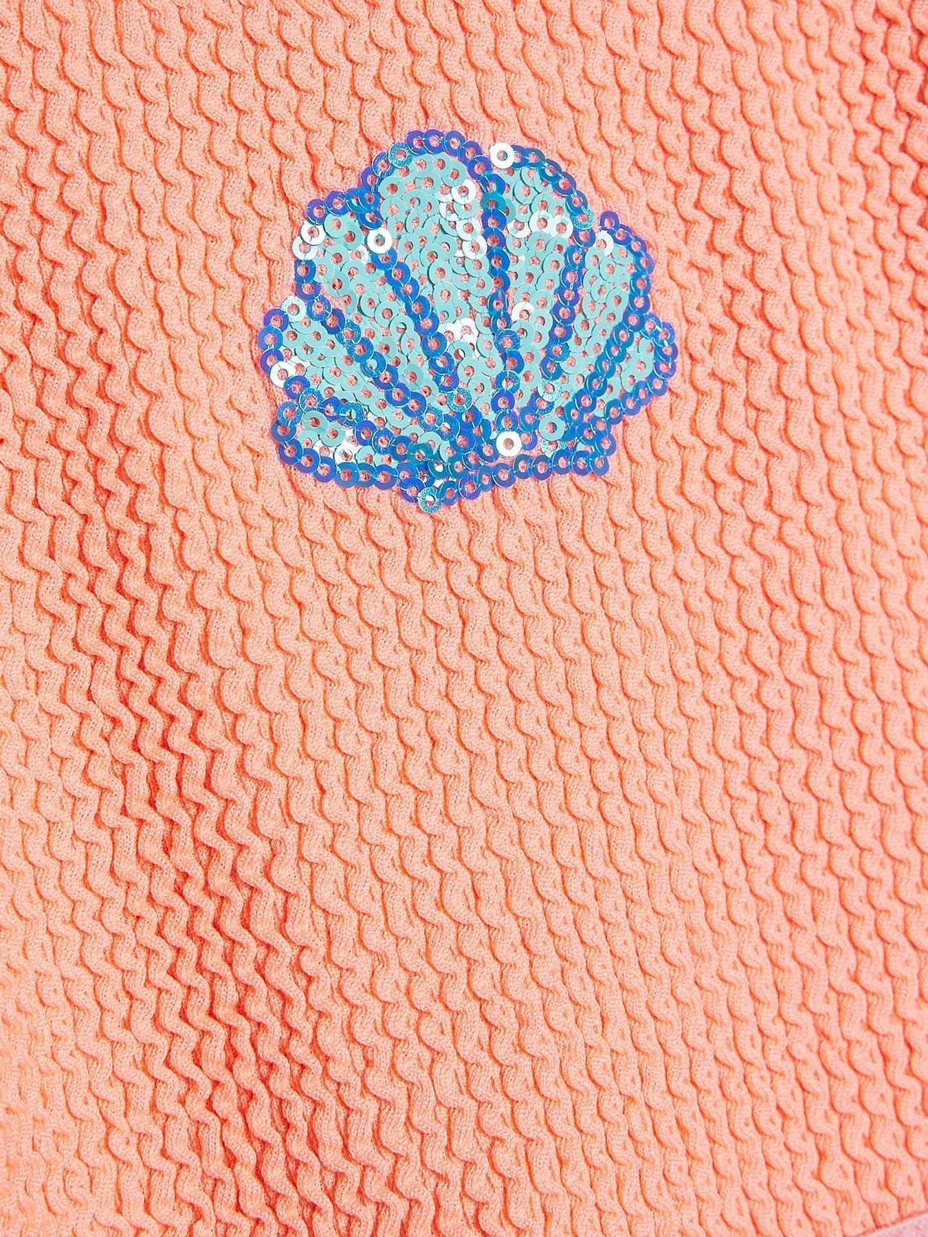 Image 4 of 4 of River Island Mini Girls Shell Elastic Top Bikini - Orange