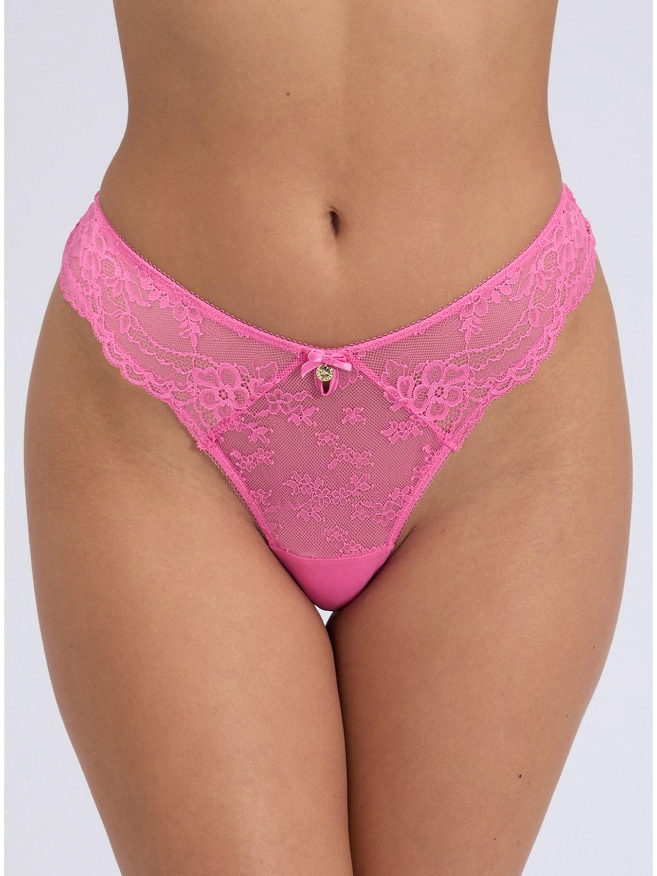 Boux Avenue Poppy Lace Thong - Hot Pink