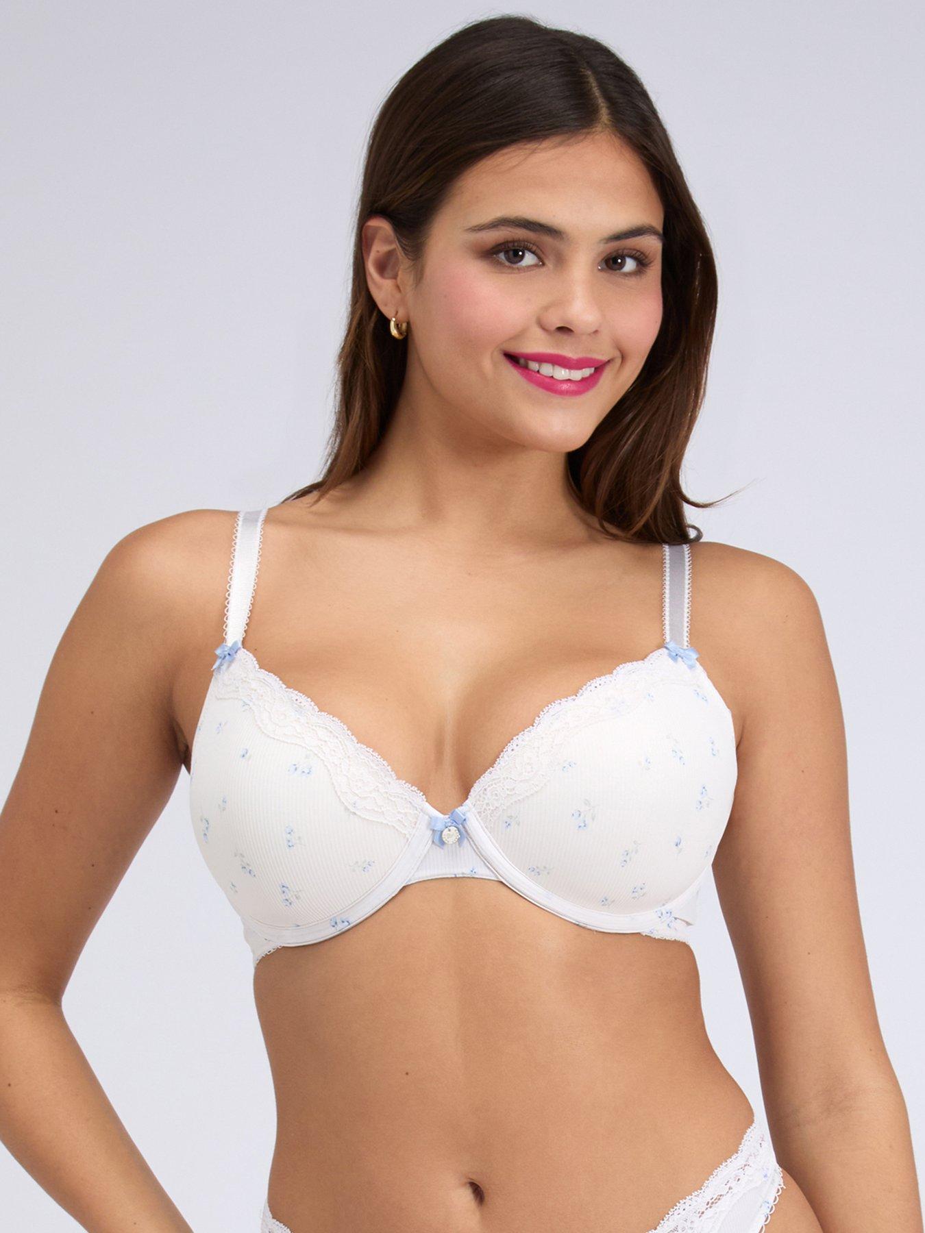 Boux Avenue Daphne Print Plunge Bra - Ivory Mix