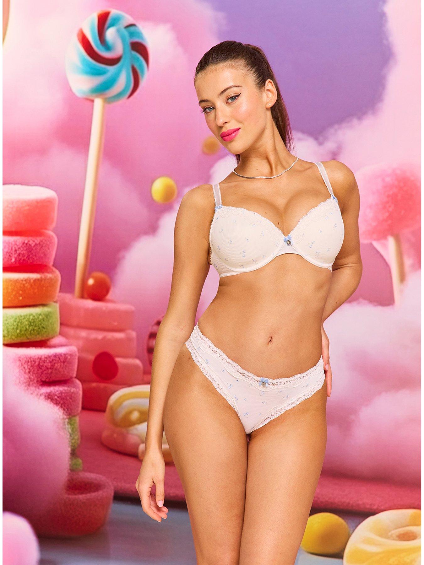 Image 1 of 5 of Boux Avenue Daphne Print Thong - Ivory