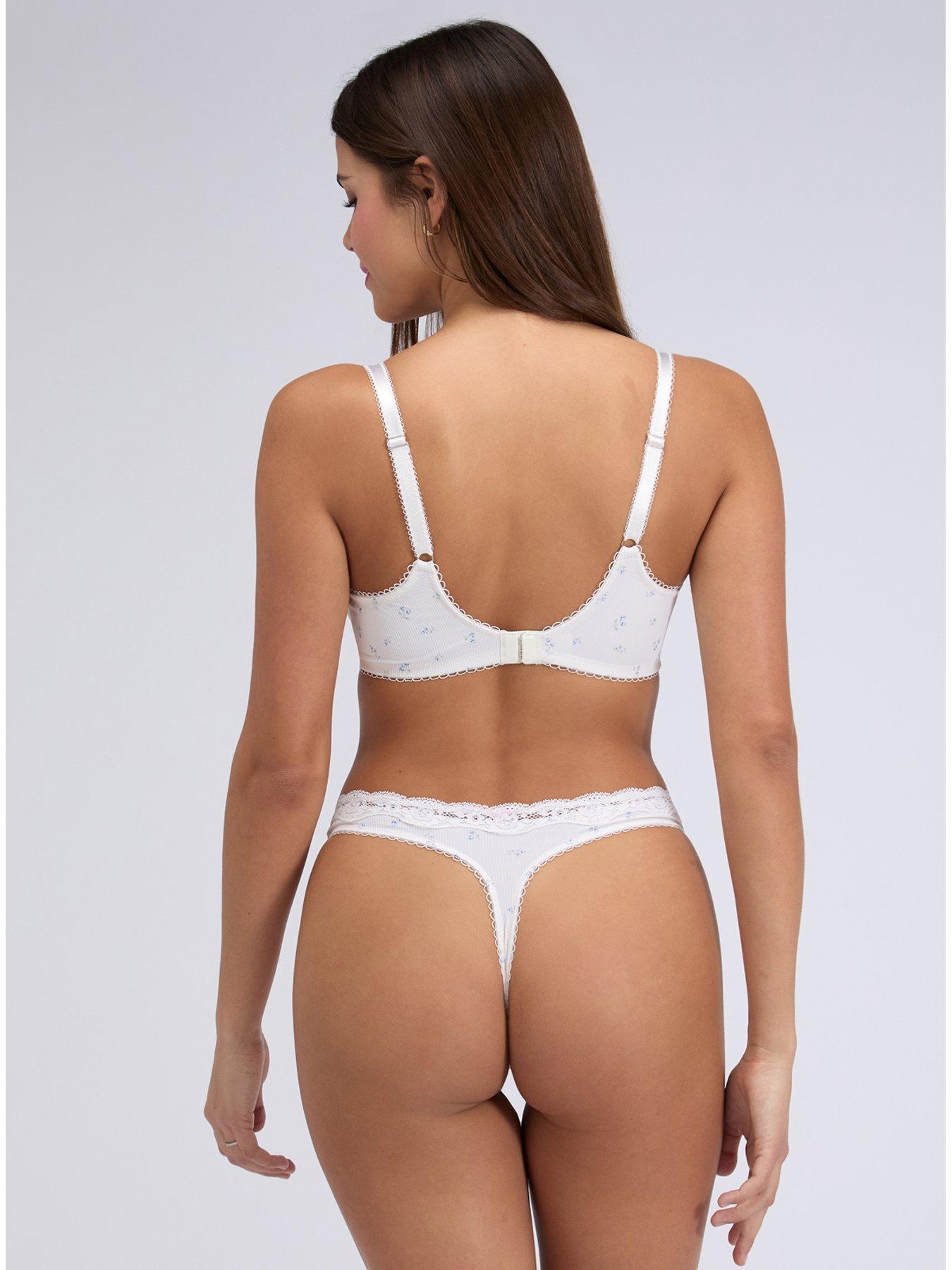 Image 2 of 5 of Boux Avenue Daphne Print Thong - Ivory