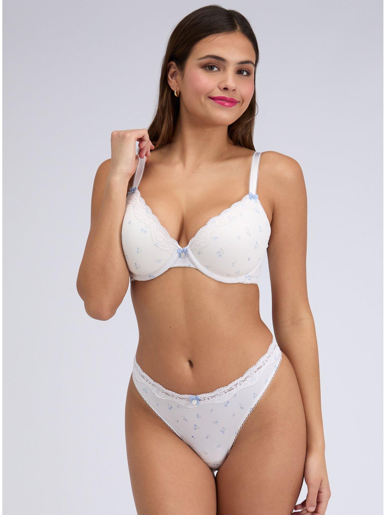 Image 3 of 5 of Boux Avenue Daphne Print Thong - Ivory