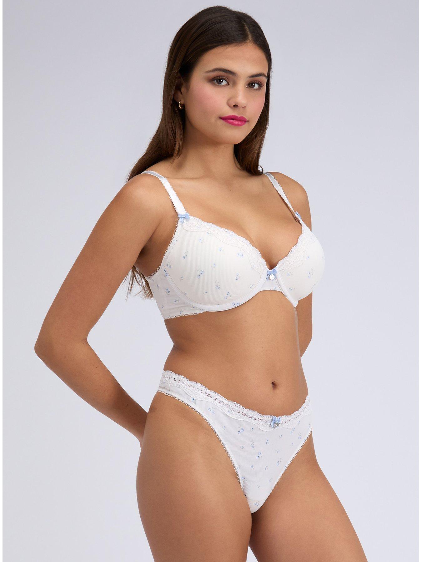 Image 4 of 5 of Boux Avenue Daphne Print Thong - Ivory