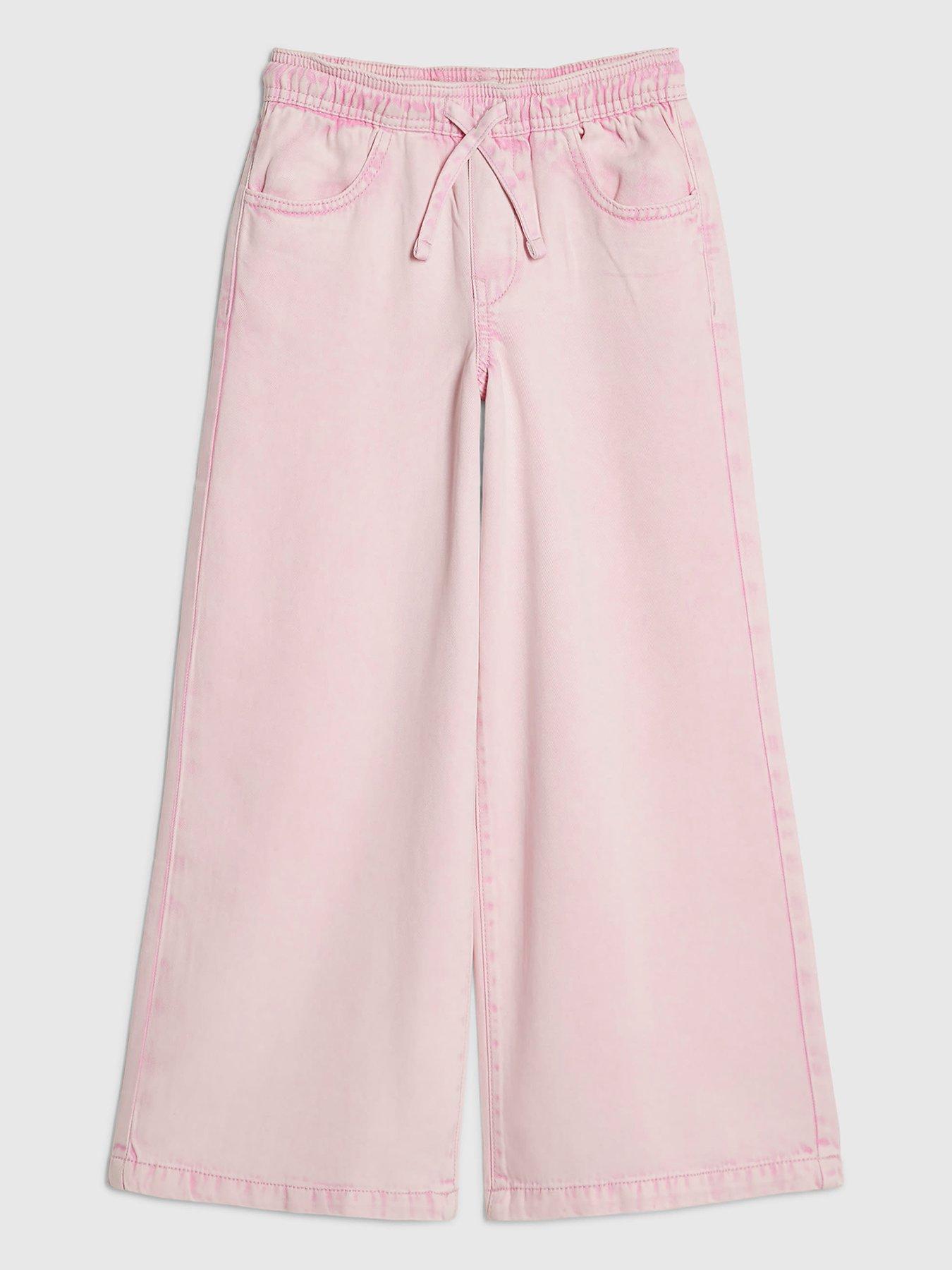 River Island Older Girls Loose Fit Pyjama Style Jeans - Pink