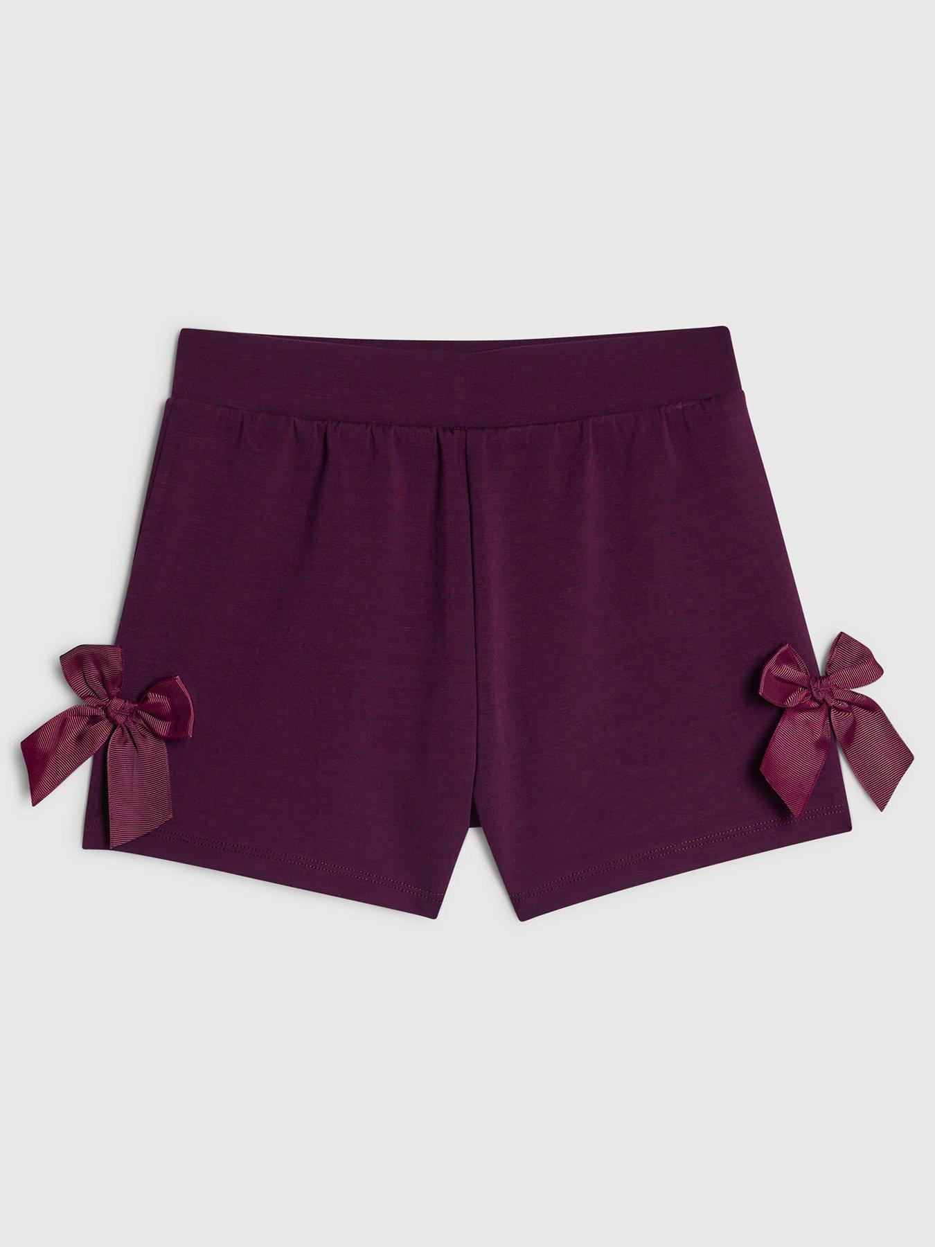 River Island Older Girls Premium Bow Shorts - Dark Purple