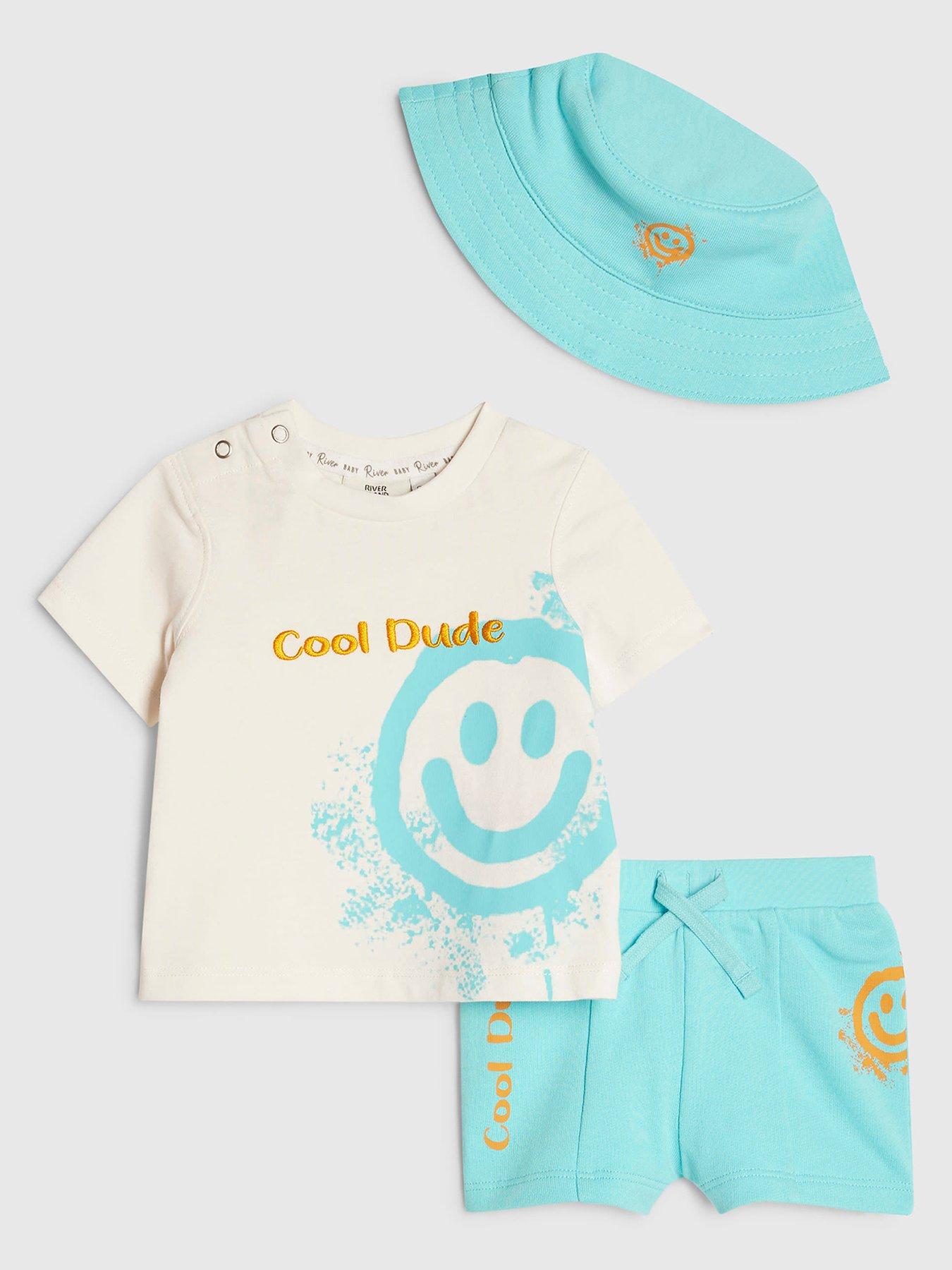 River Island Baby Boys Cool Dude 3 Piece T-Shirt Set - White