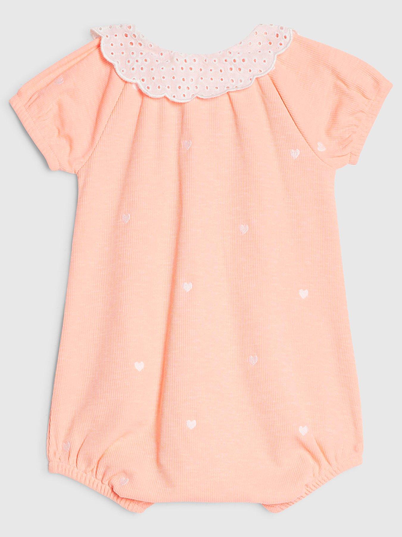 Image 2 of 4 of River Island Baby Girls Frill Heart Romper - Orange