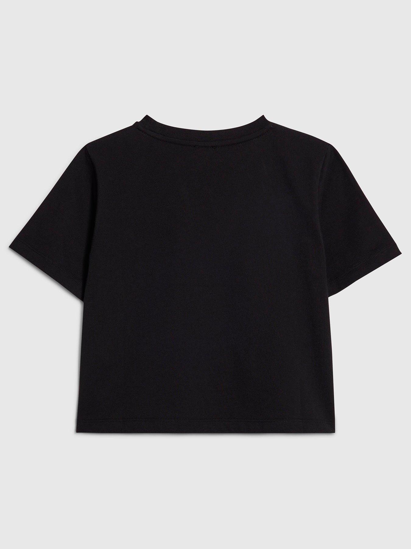Image 2 of 4 of River Island Older Girls Bow Charm T-Shirt - Black