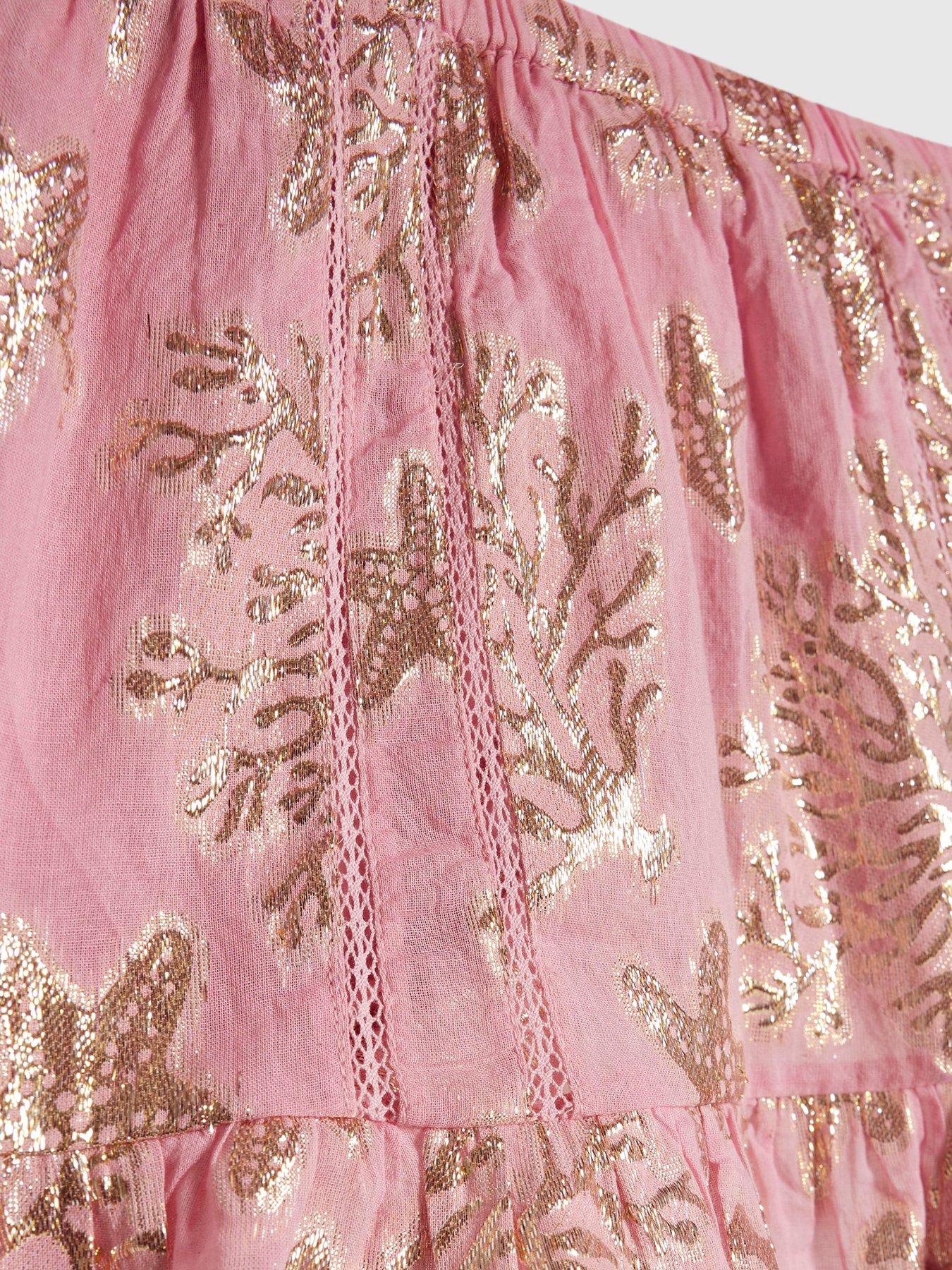 Image 3 of 4 of River Island Older Girls Sea Life Print Top And Skirt Set - Pink