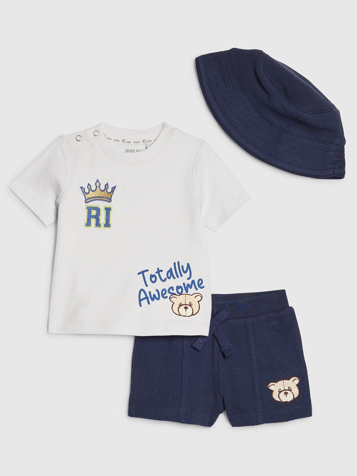 River Island Baby Boys Little King T-Shirt Set - Blue