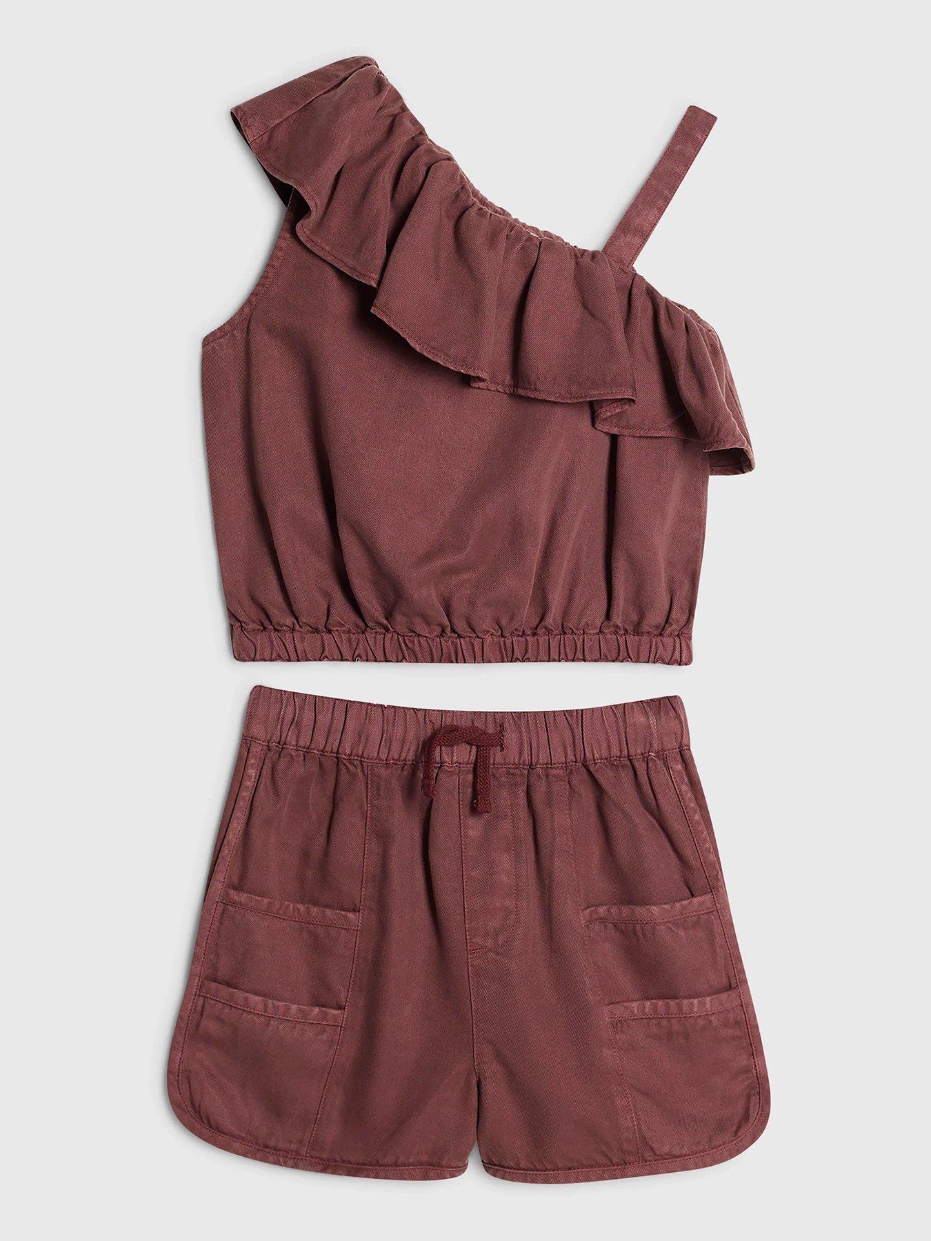 River Island Older Girls One Shoulder Set - Dark Purple