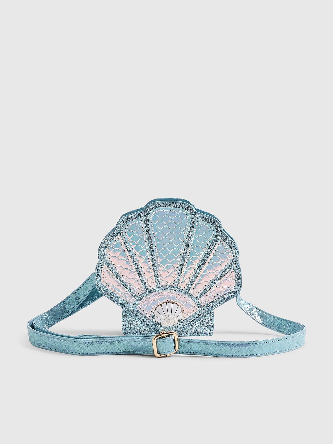 Image 1 of 4 of River Island Older Girls Seashell Cross Body Bag - Blue
