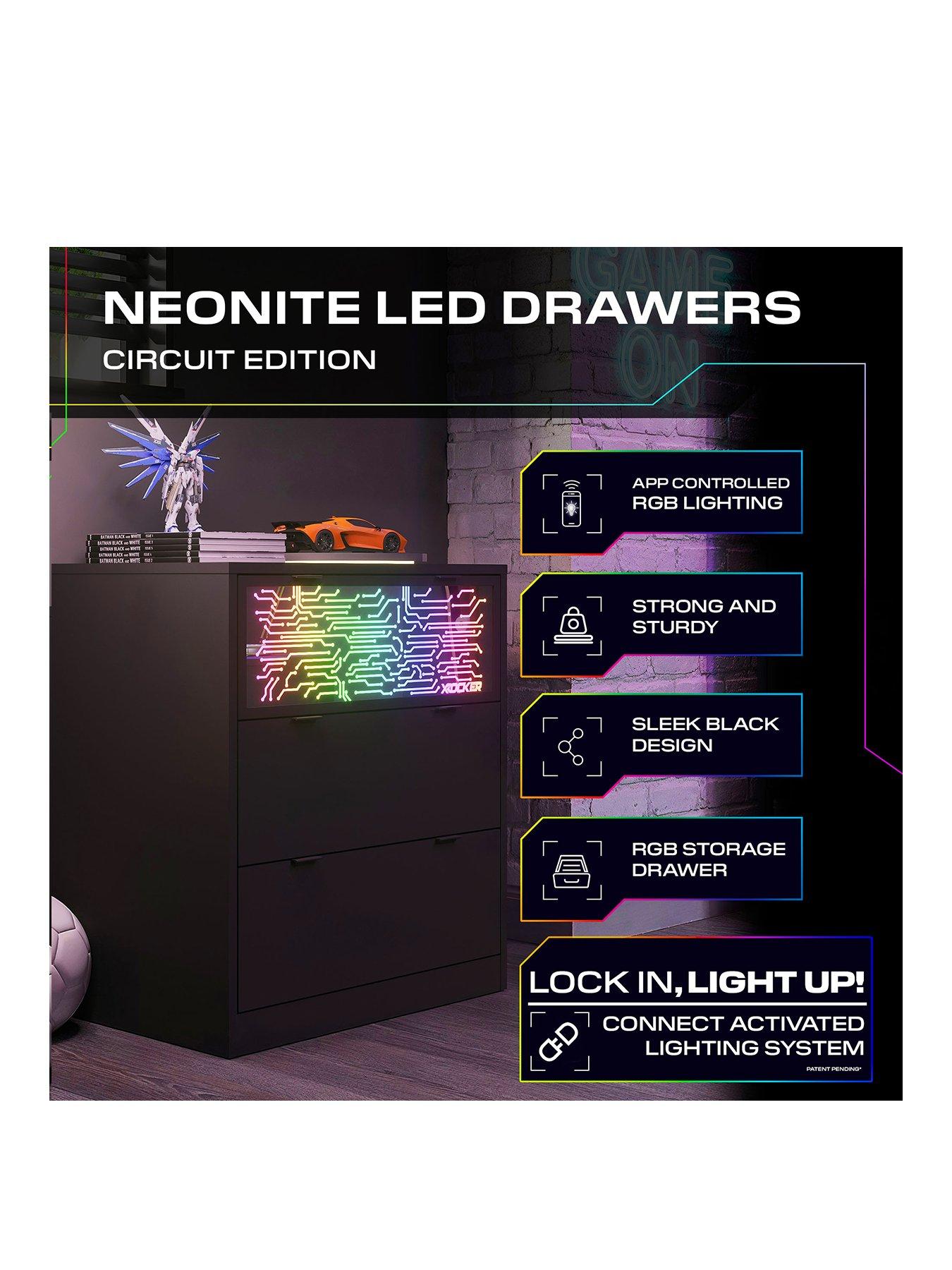 X Rocker Neonite Chest Of Drawers Circuit Edition With App Control Led ...