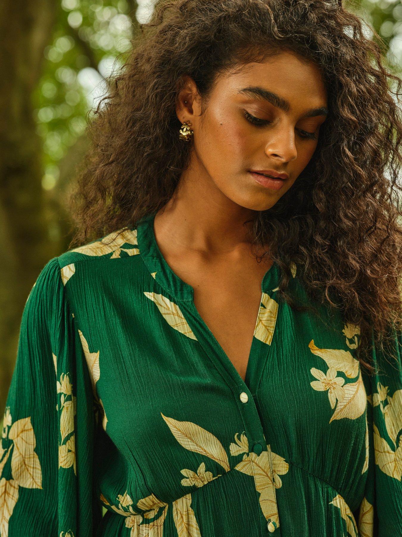 fat face green floral dress Green Simone Damask Floral Jersey Dress
