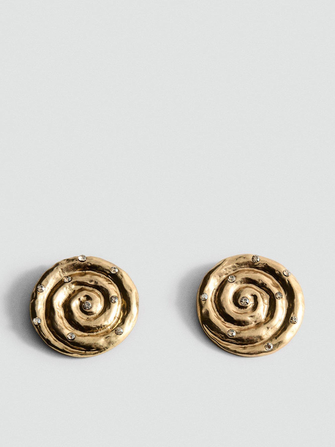 Mango Spiral Crystal Earring, Gold, Women