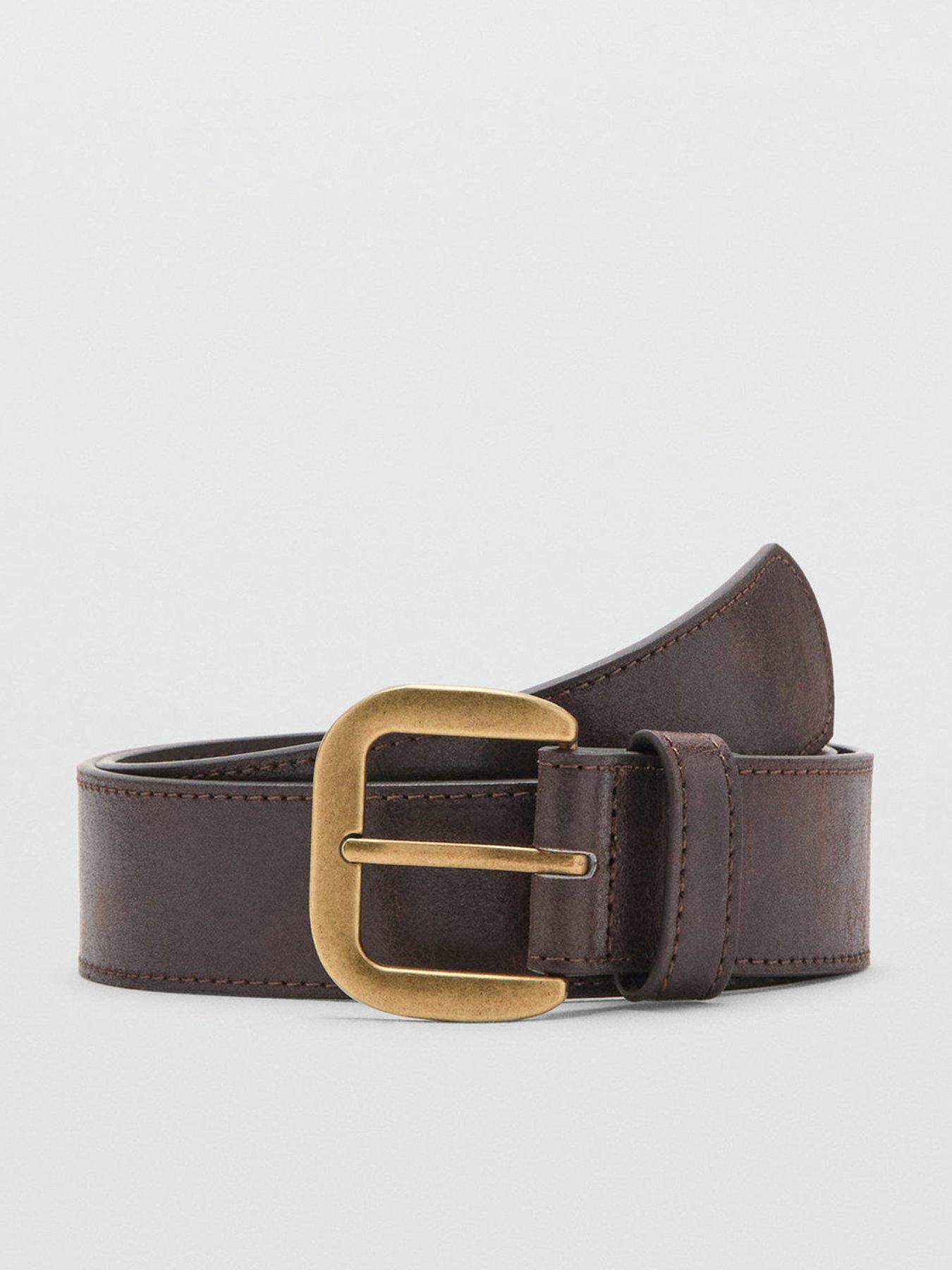 Mango Square Buckle Belt - Brown