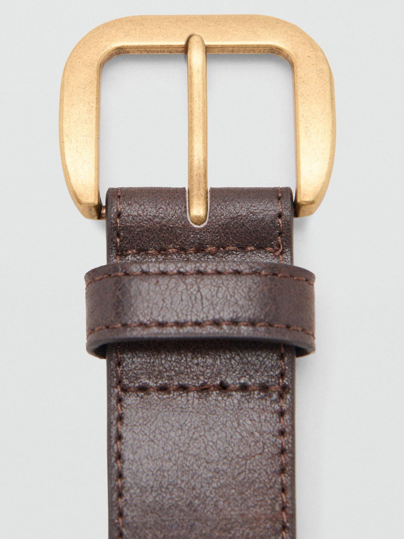 Image 3 of 4 of Mango Square Buckle Belt - Brown